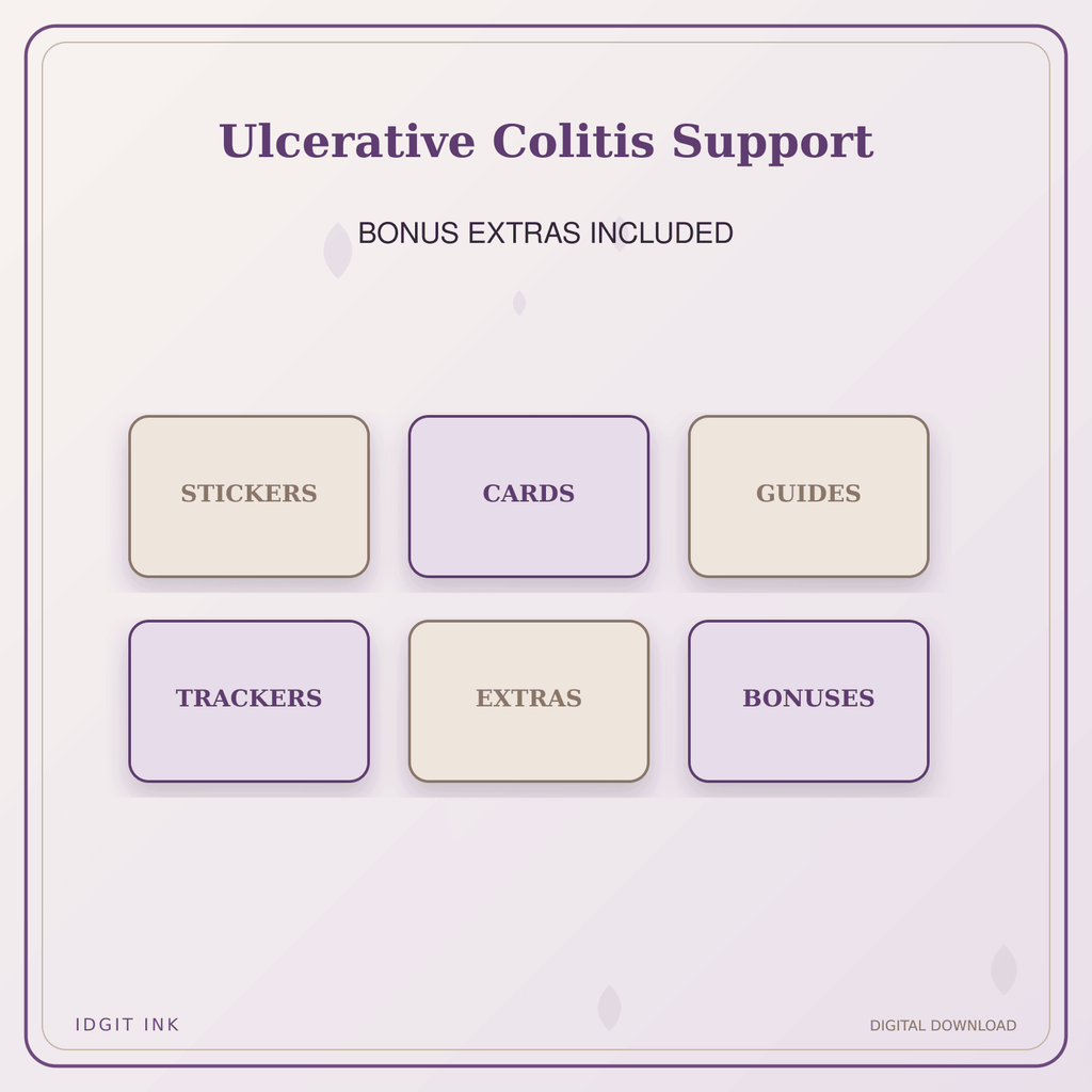 Idgit Ink Ulcerative Colitis Support deluxe journal and planner bundle — included digital stickers and cards