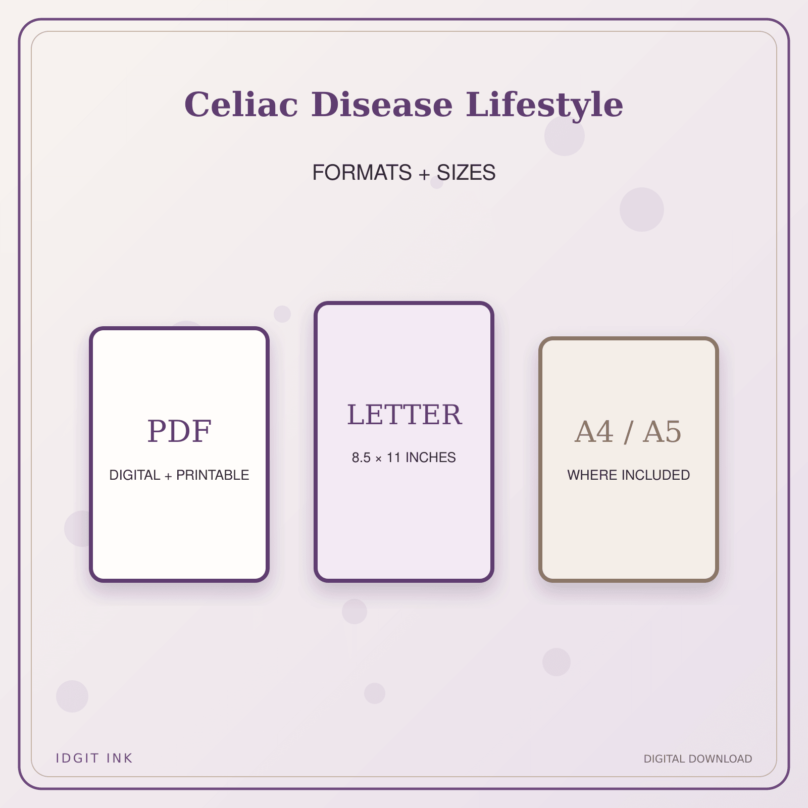 Idgit Ink Celiac Disease Lifestyle deluxe journal and planner bundle — digital formats and available page sizes