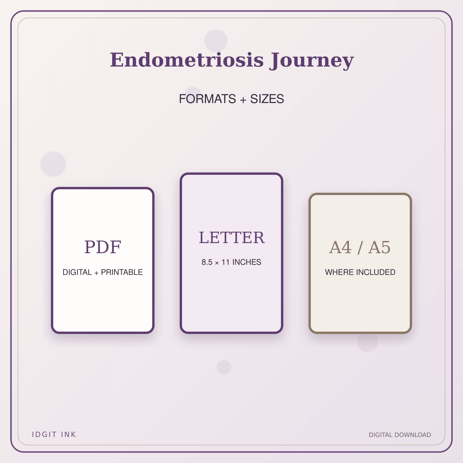 Idgit Ink Endometriosis Journey deluxe journal and planner bundle — digital formats and available page sizes