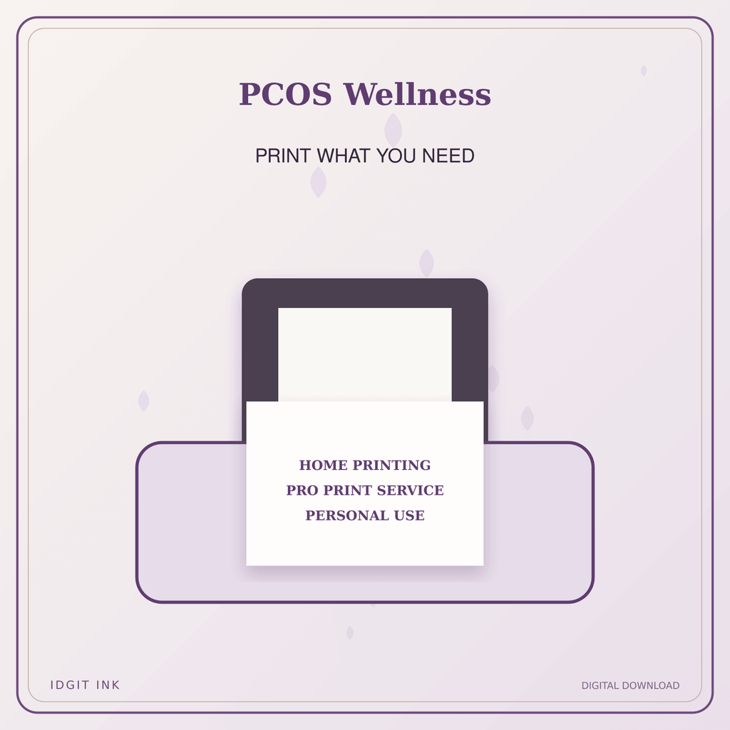 Idgit Ink PCOS Wellness deluxe journal and planner bundle — home and professional printing information