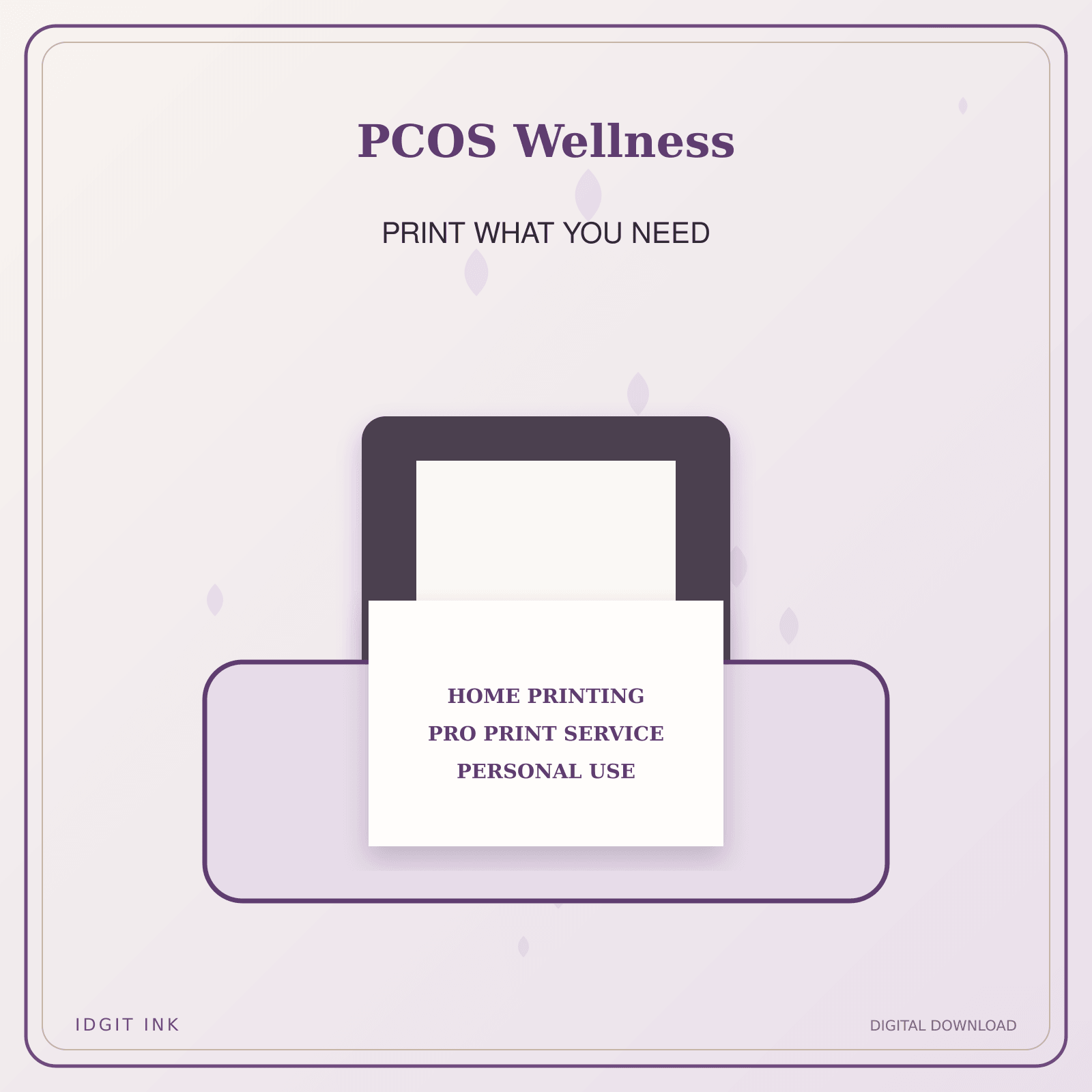 Idgit Ink PCOS Wellness deluxe journal and planner bundle — home and professional printing information