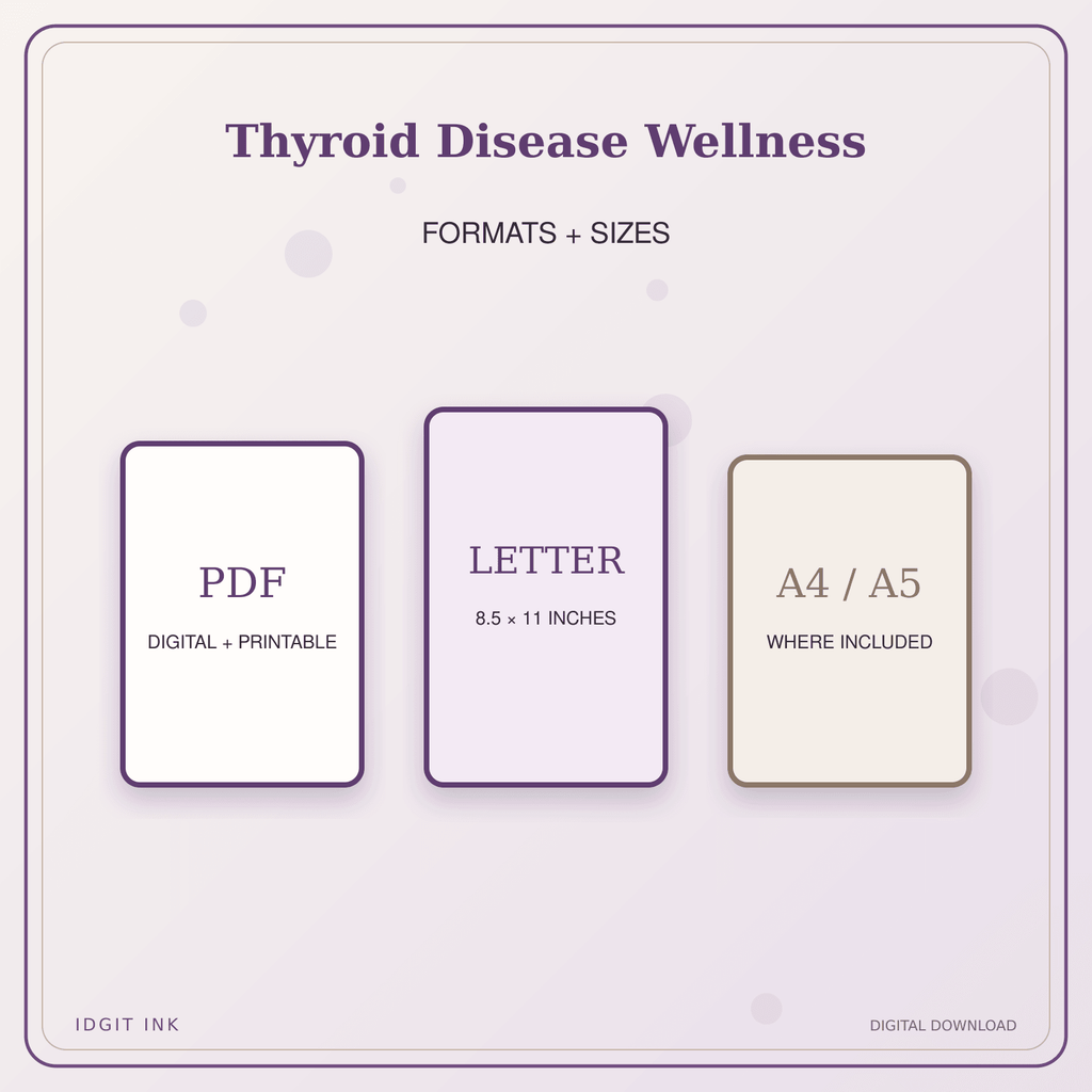 Idgit Ink Thyroid Disease Wellness deluxe journal and planner bundle — digital formats and available page sizes