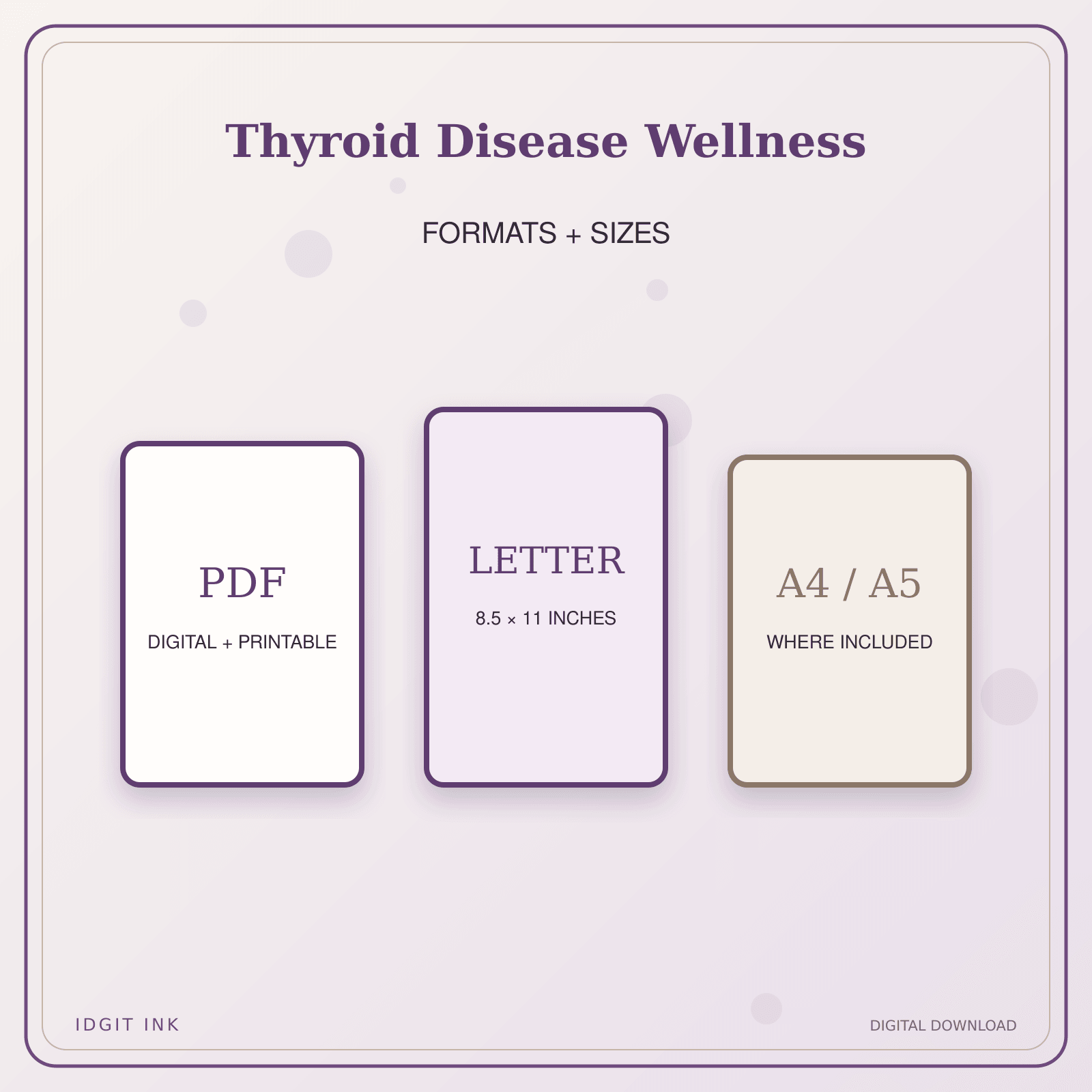 Idgit Ink Thyroid Disease Wellness deluxe journal and planner bundle — digital formats and available page sizes