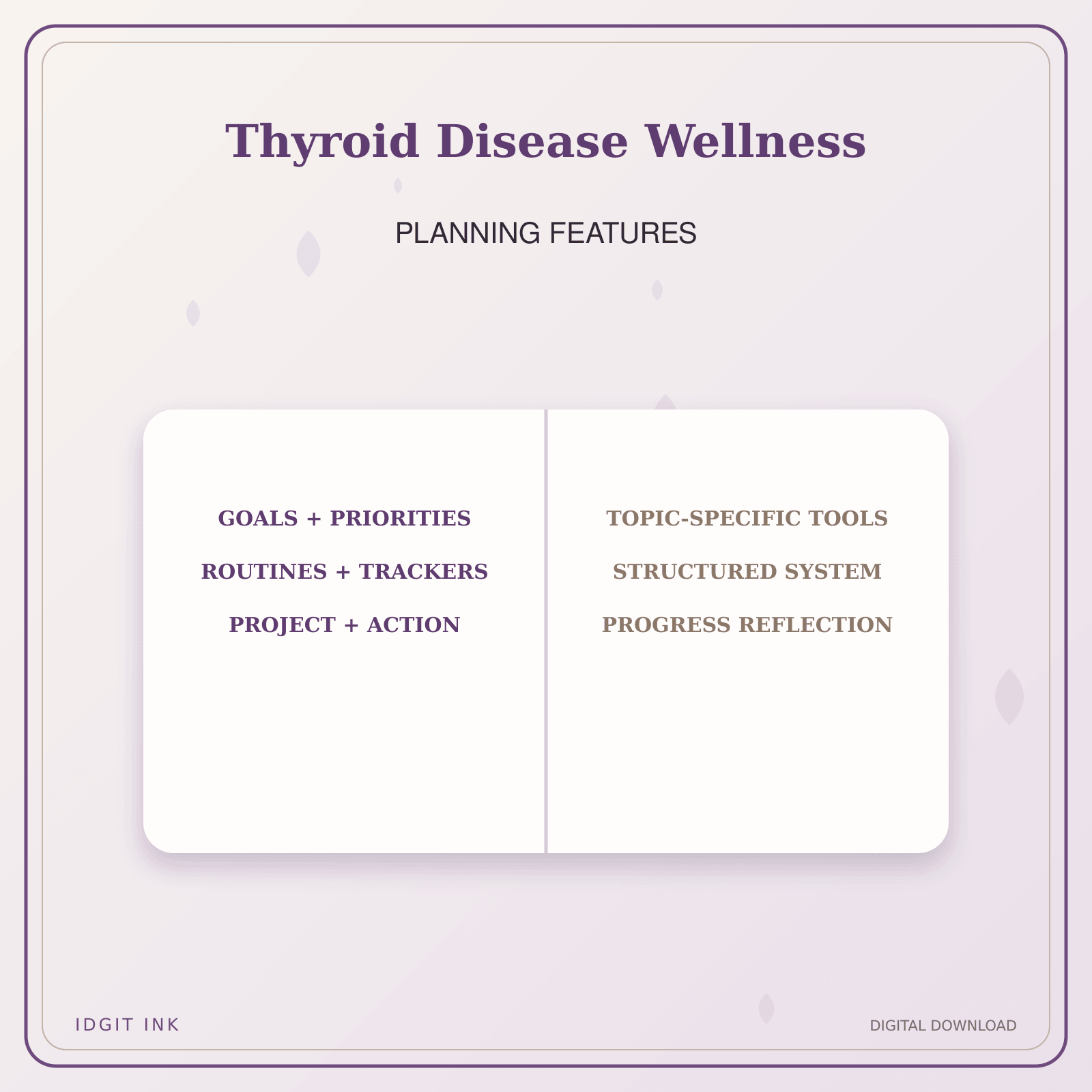 Idgit Ink Thyroid Disease Wellness deluxe journal and planner bundle — planner organization and planning features