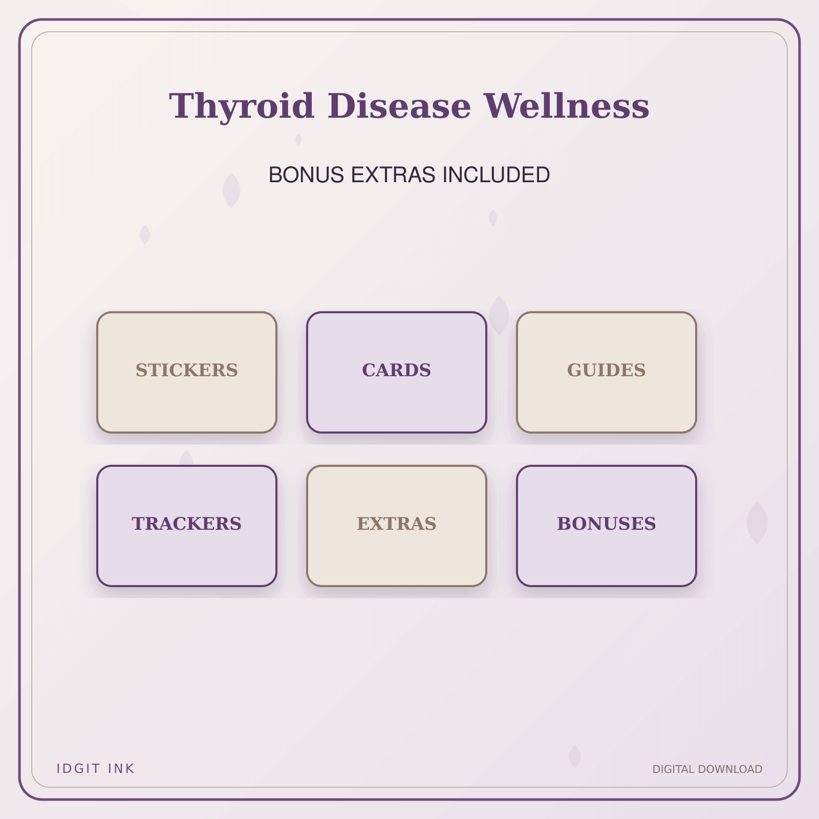 Idgit Ink Thyroid Disease Wellness deluxe journal and planner bundle — included digital stickers and cards
