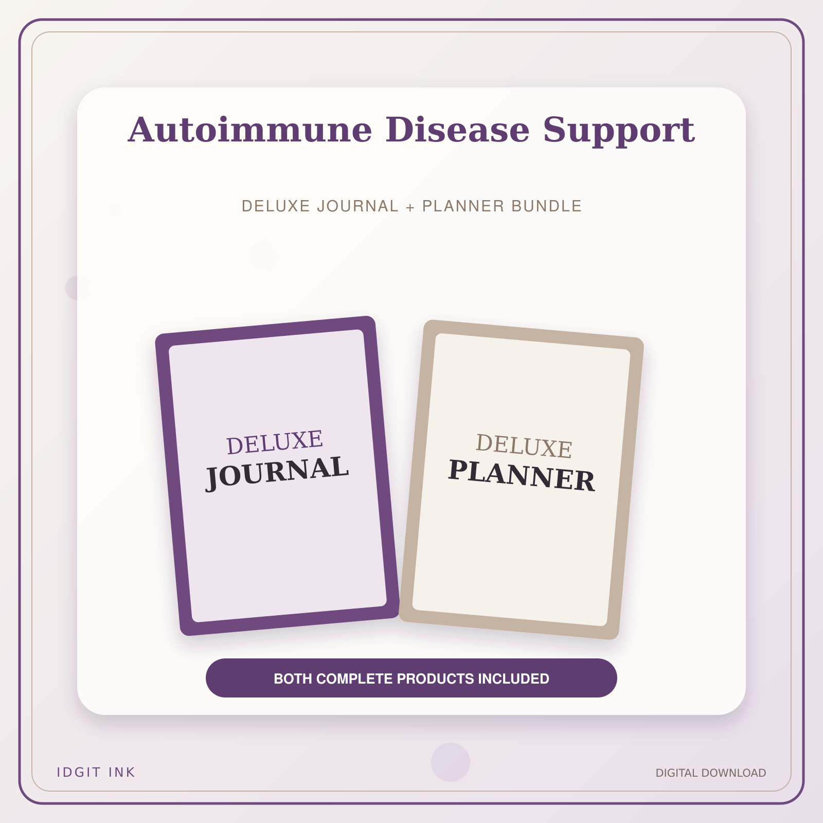 Idgit Ink Autoimmune Disease Support deluxe journal and planner bundle — primary bundle cover showing both deluxe products