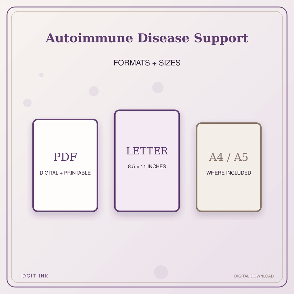 Idgit Ink Autoimmune Disease Support deluxe journal and planner bundle — digital formats and available page sizes