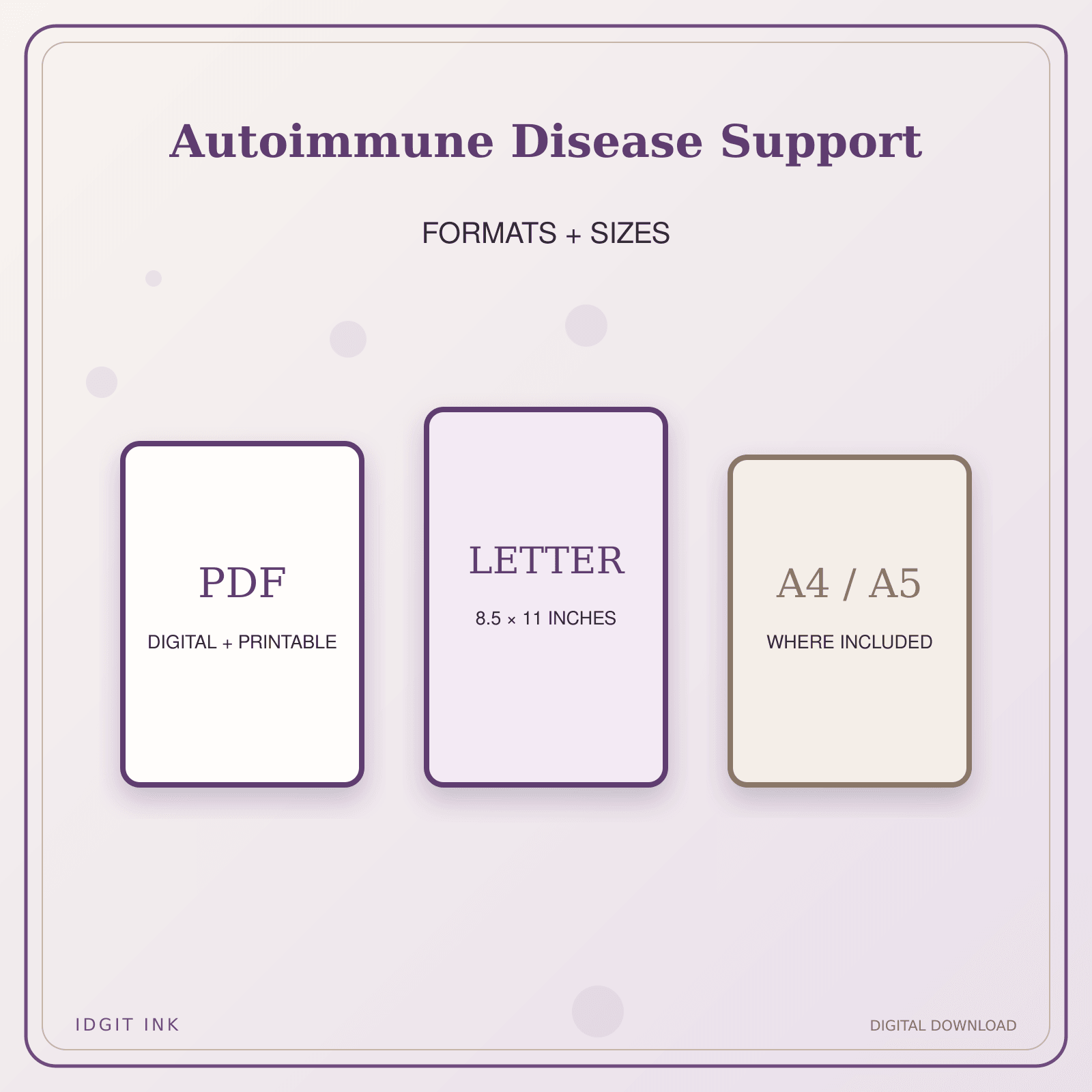Idgit Ink Autoimmune Disease Support deluxe journal and planner bundle — digital formats and available page sizes