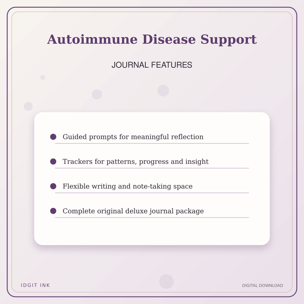 Idgit Ink Autoimmune Disease Support deluxe journal and planner bundle — journal prompts and reflection features