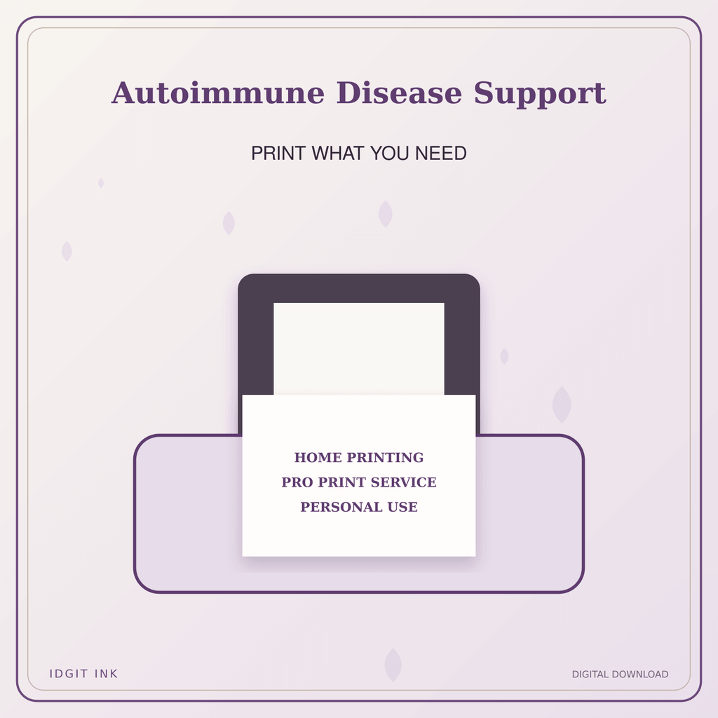 Idgit Ink Autoimmune Disease Support deluxe journal and planner bundle — home and professional printing information