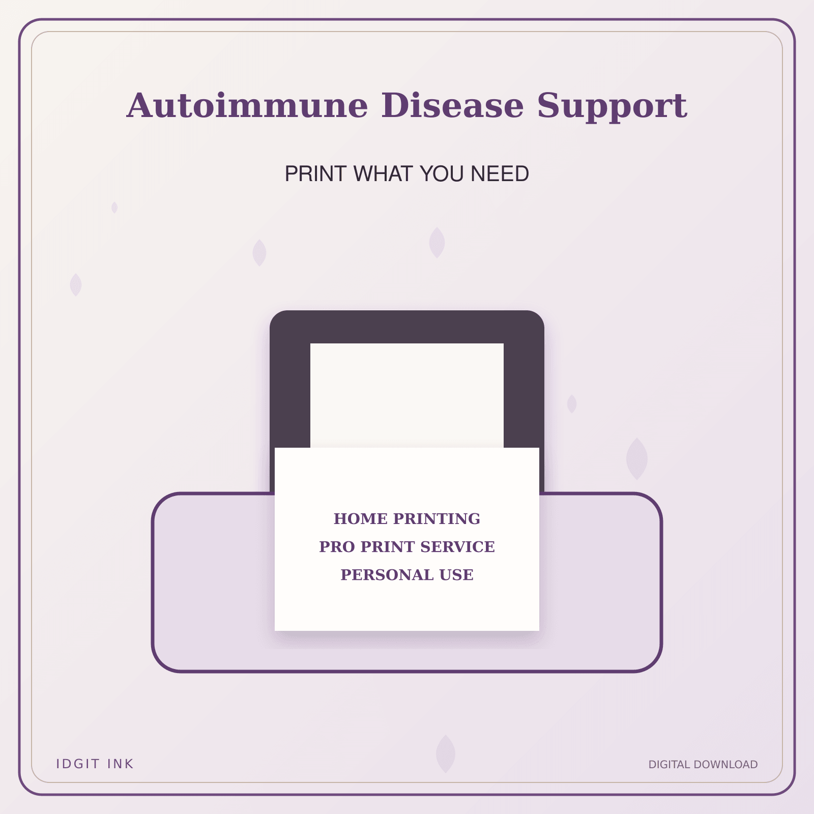 Idgit Ink Autoimmune Disease Support deluxe journal and planner bundle — home and professional printing information