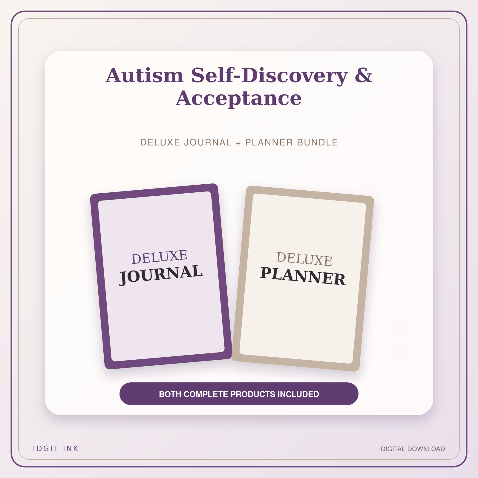Idgit Ink Autism Self-Discovery & Acceptance deluxe journal and planner bundle — primary bundle cover showing both deluxe products