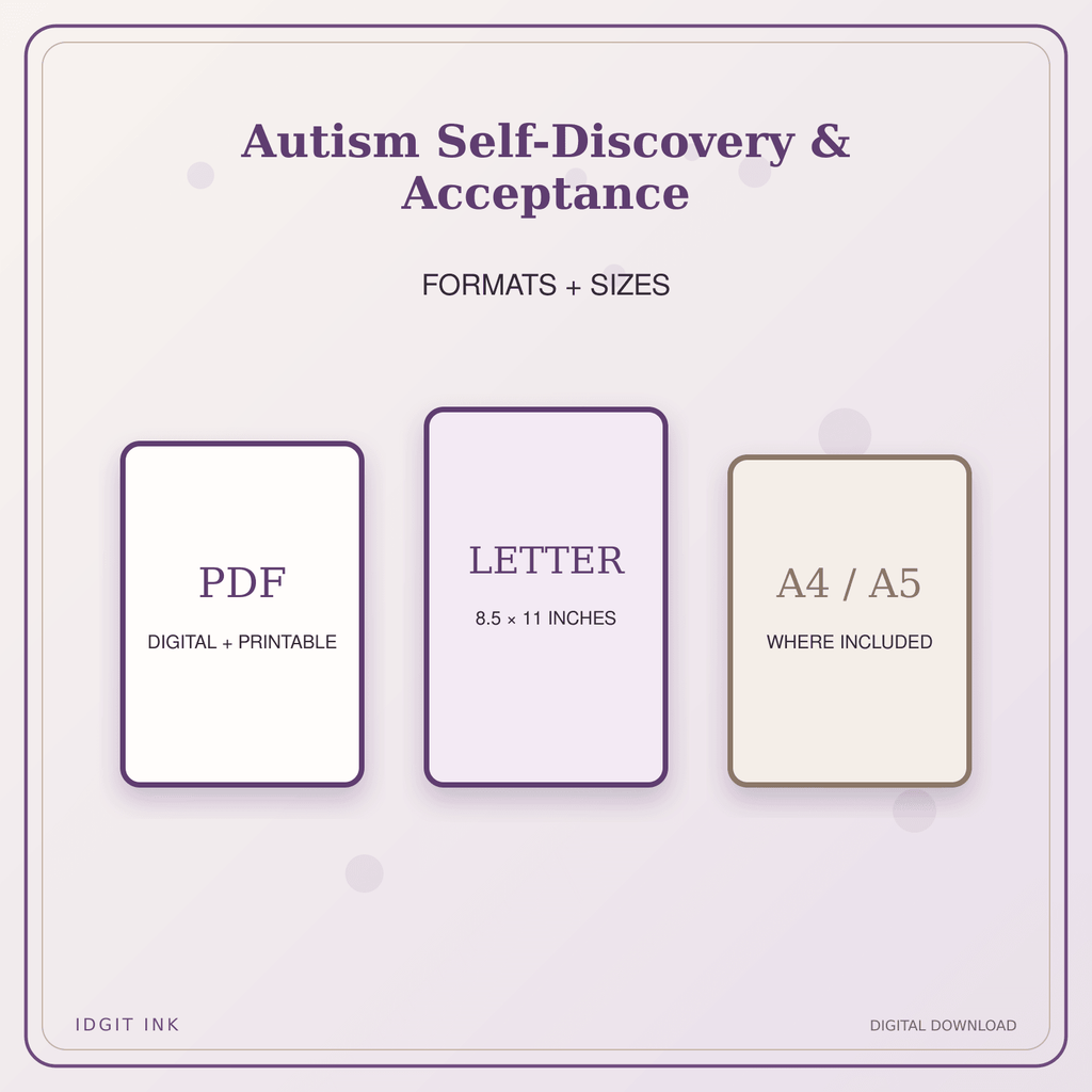 Idgit Ink Autism Self-Discovery & Acceptance deluxe journal and planner bundle — digital formats and available page sizes