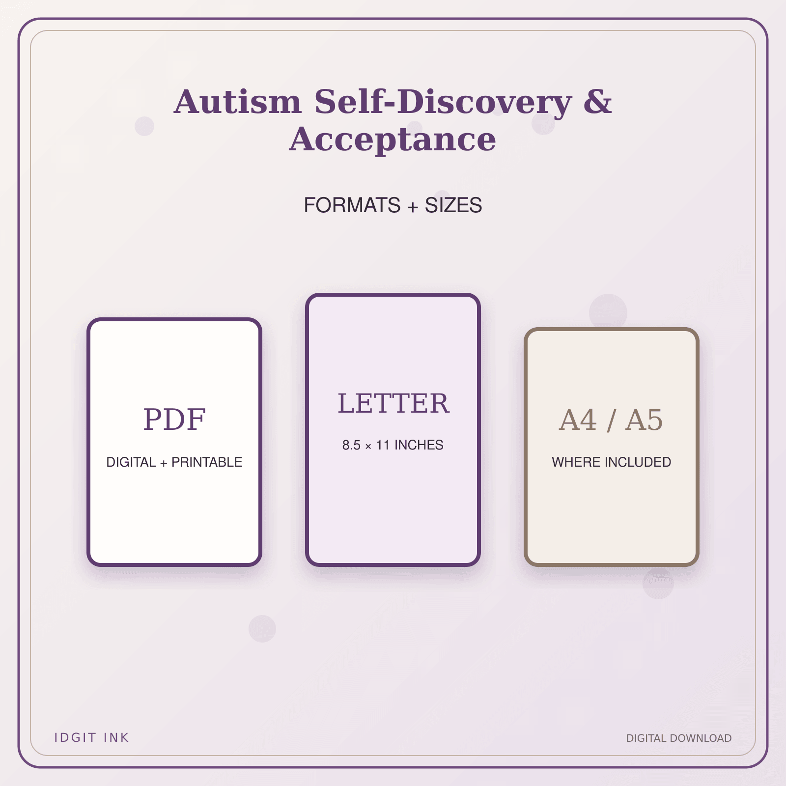 Idgit Ink Autism Self-Discovery & Acceptance deluxe journal and planner bundle — digital formats and available page sizes