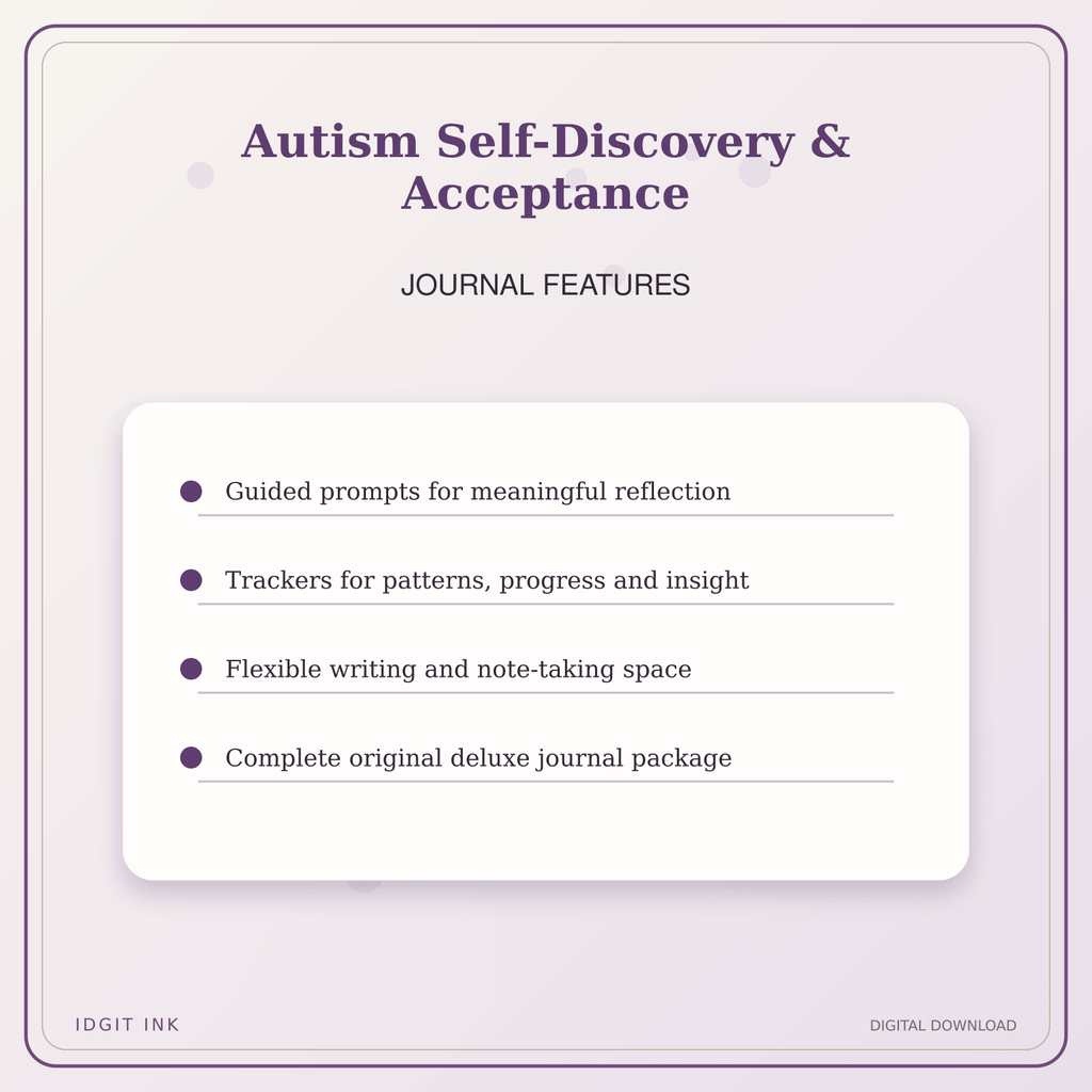 Idgit Ink Autism Self-Discovery & Acceptance deluxe journal and planner bundle — journal prompts and reflection features