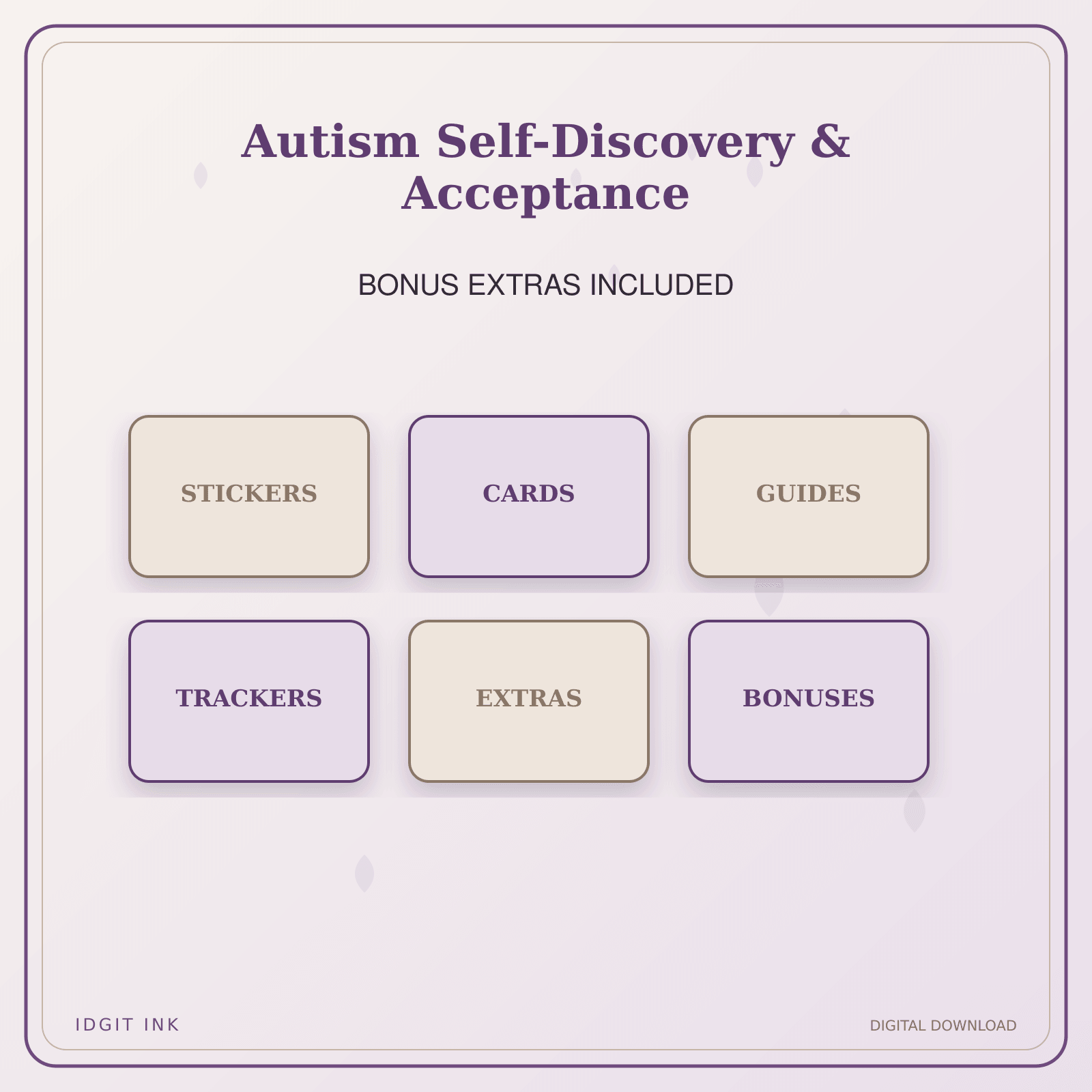 Idgit Ink Autism Self-Discovery & Acceptance deluxe journal and planner bundle — included digital stickers and cards