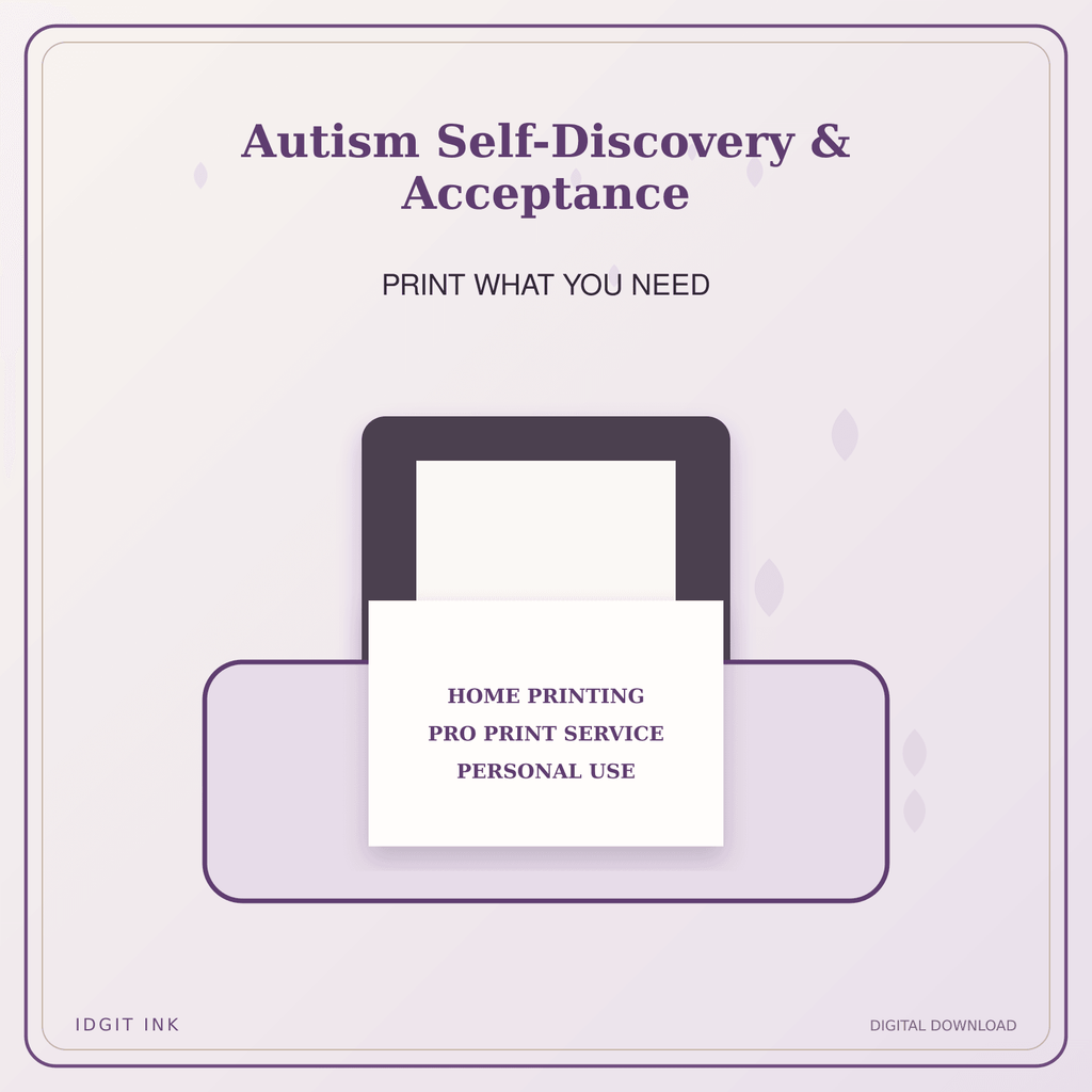 Idgit Ink Autism Self-Discovery & Acceptance deluxe journal and planner bundle — home and professional printing information
