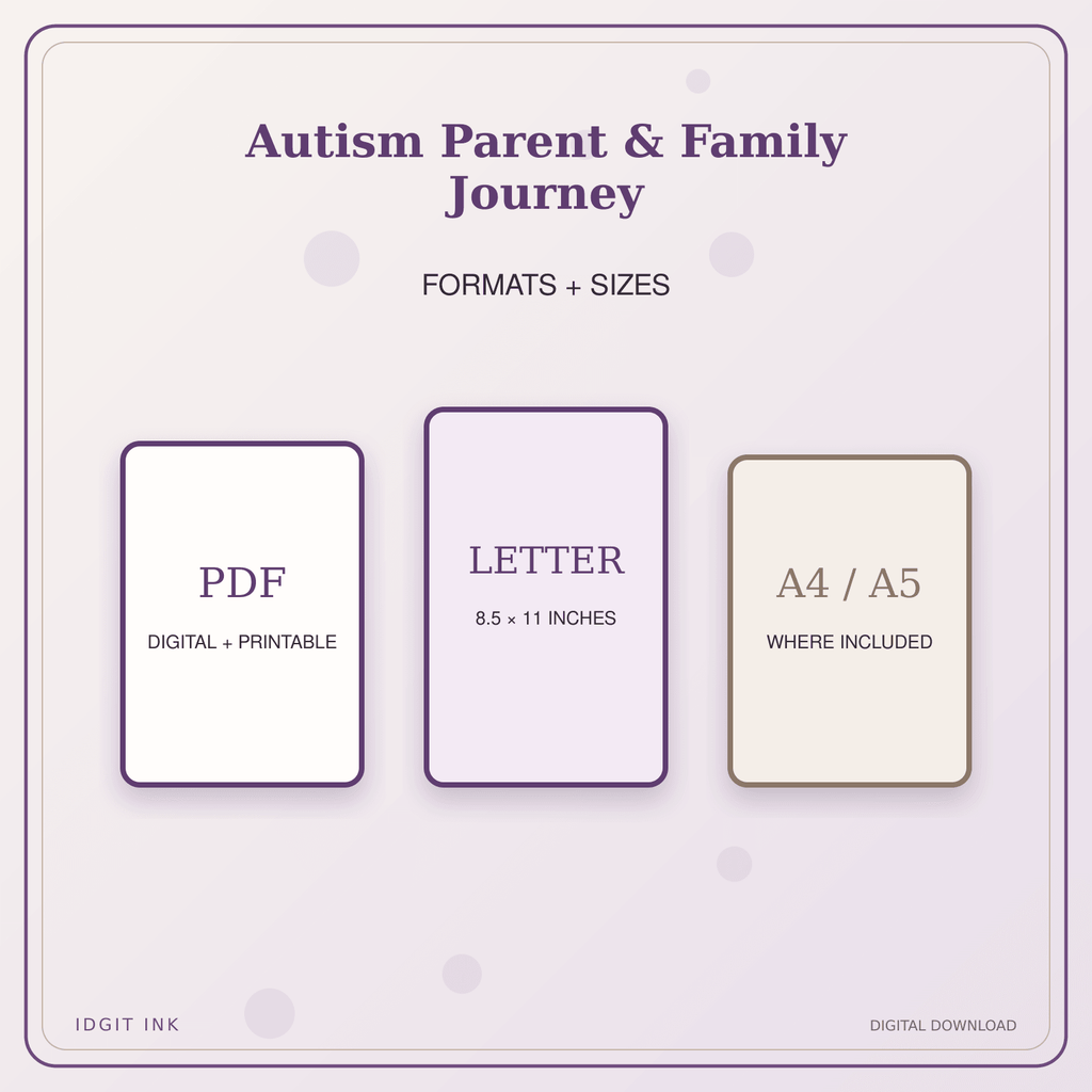 Idgit Ink Autism Parent & Family Journey deluxe journal and planner bundle — digital formats and available page sizes