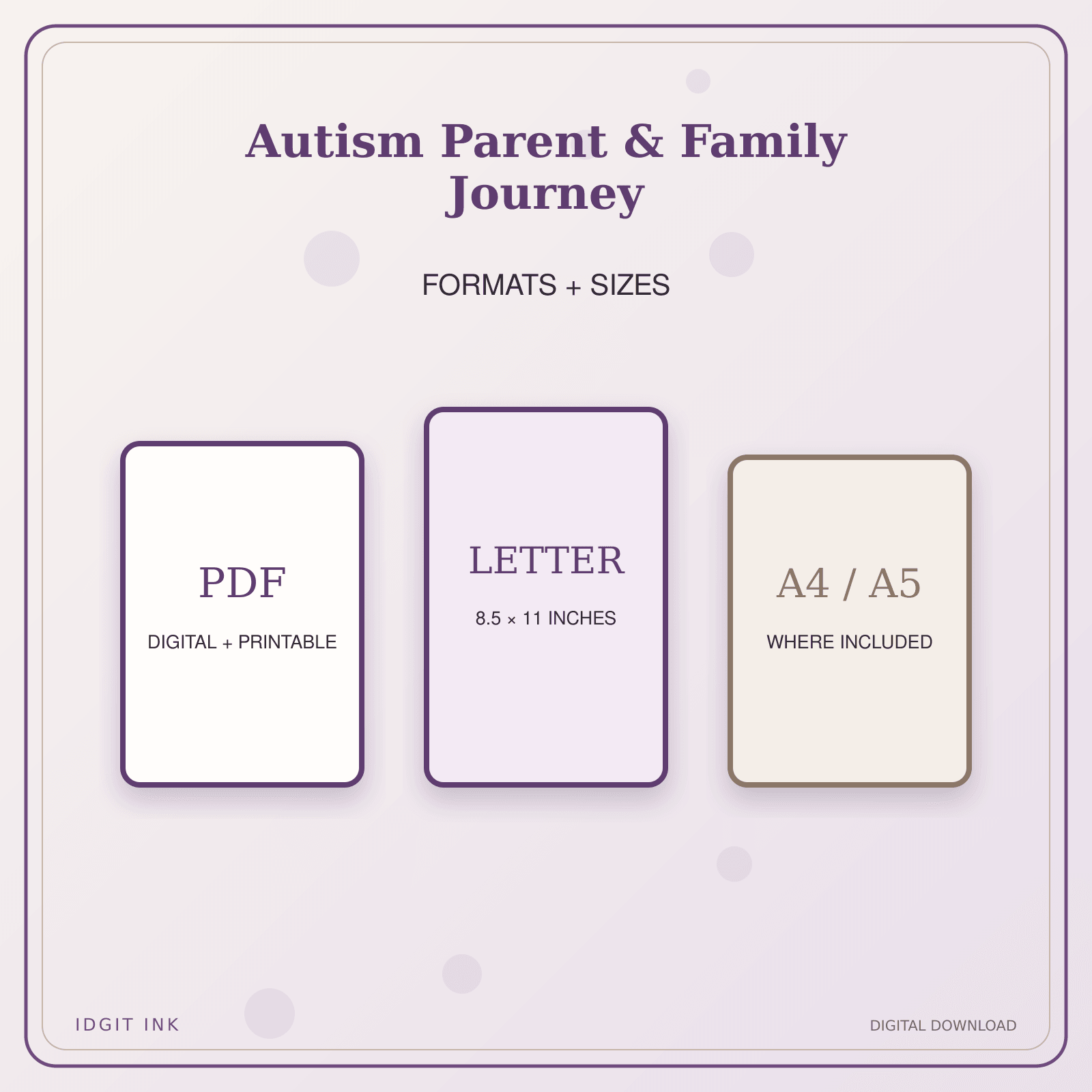 Idgit Ink Autism Parent & Family Journey deluxe journal and planner bundle — digital formats and available page sizes