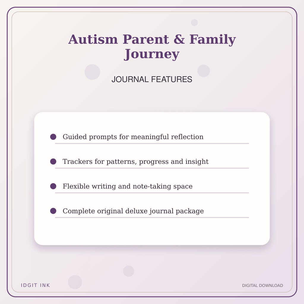 Idgit Ink Autism Parent & Family Journey deluxe journal and planner bundle — journal prompts and reflection features