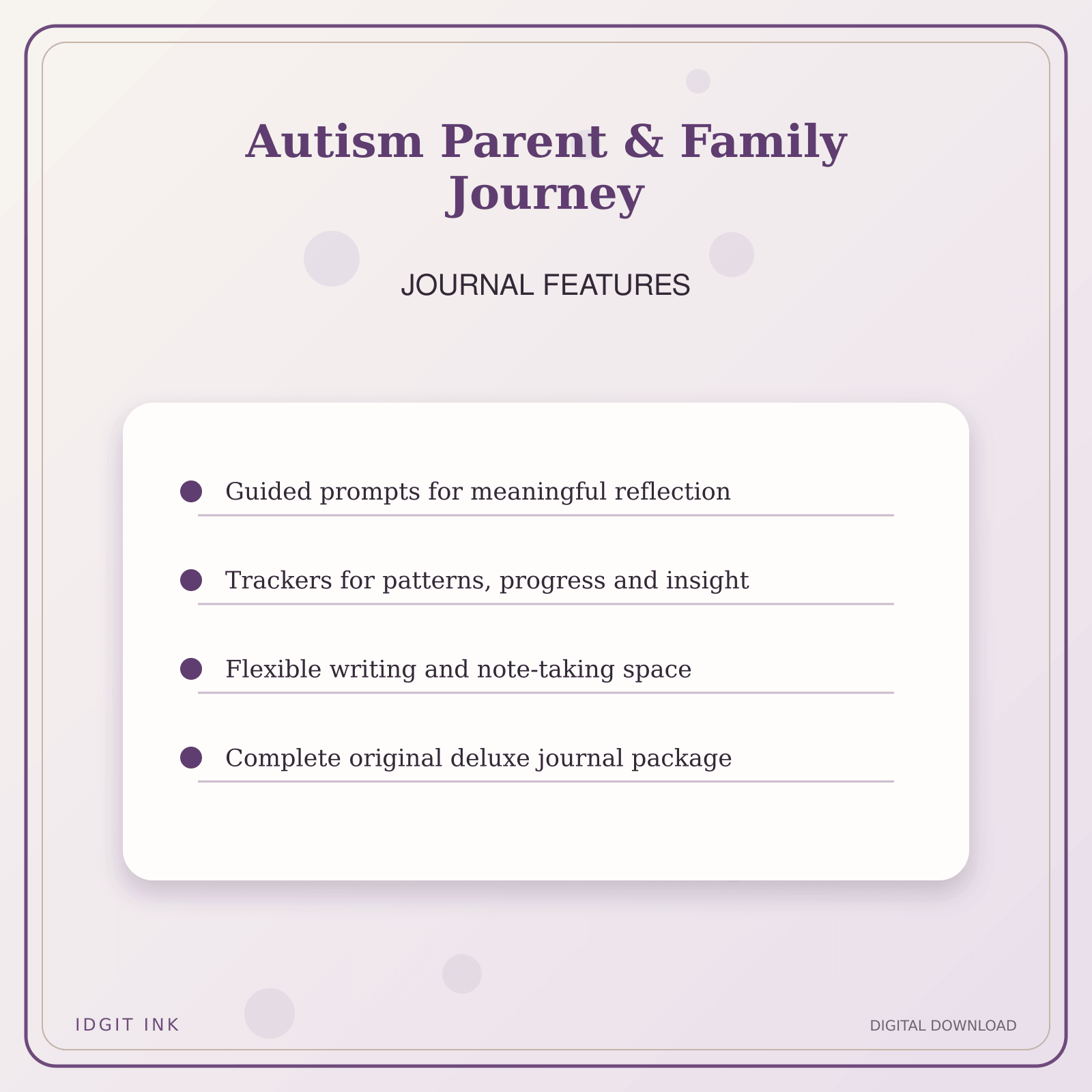 Idgit Ink Autism Parent & Family Journey deluxe journal and planner bundle — journal prompts and reflection features