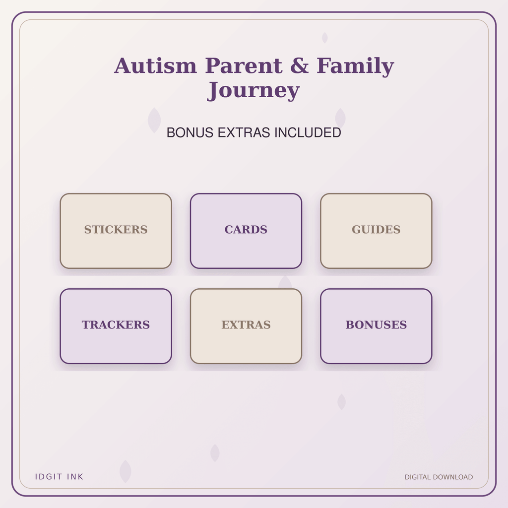Idgit Ink Autism Parent & Family Journey deluxe journal and planner bundle — included digital stickers and cards