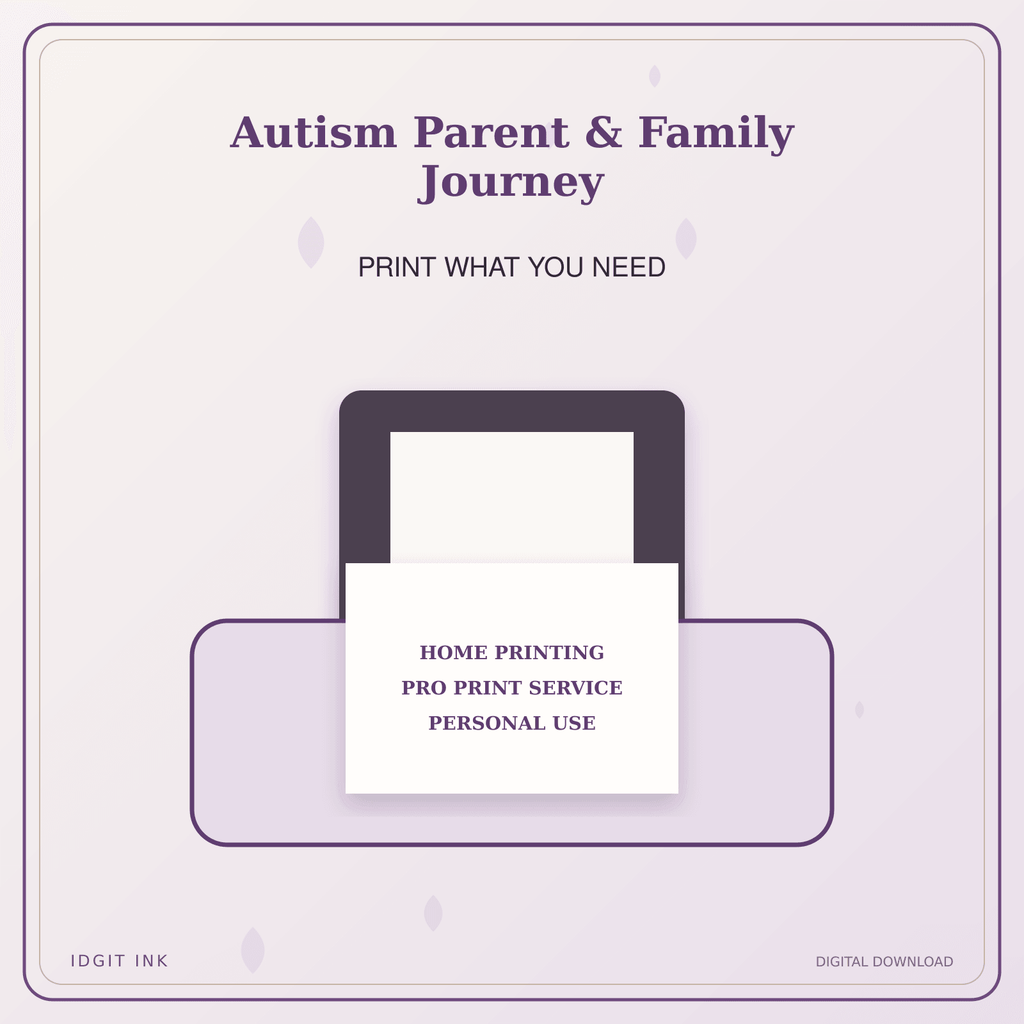 Idgit Ink Autism Parent & Family Journey deluxe journal and planner bundle — home and professional printing information
