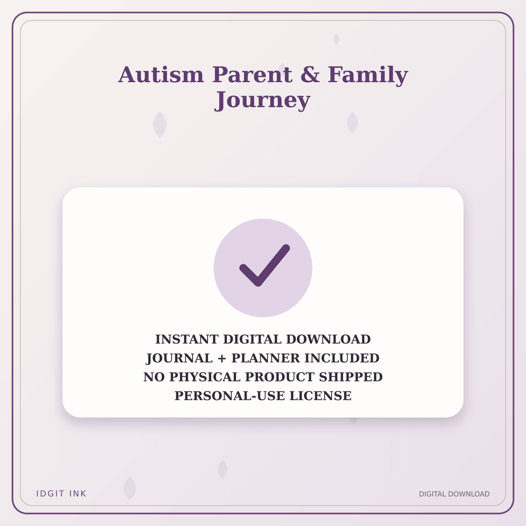 Idgit Ink Autism Parent & Family Journey deluxe journal and planner bundle — instant download and no physical product notice