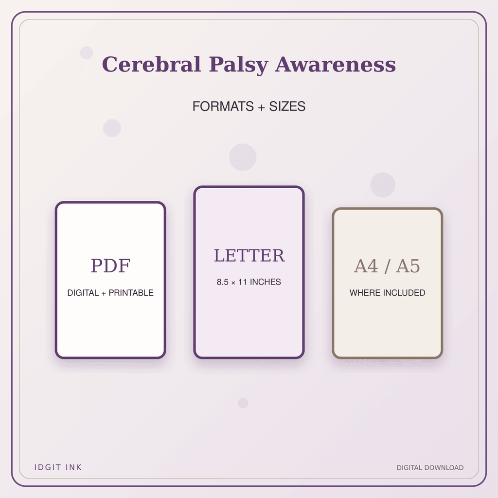 Idgit Ink Cerebral Palsy Awareness deluxe journal and planner bundle — digital formats and available page sizes