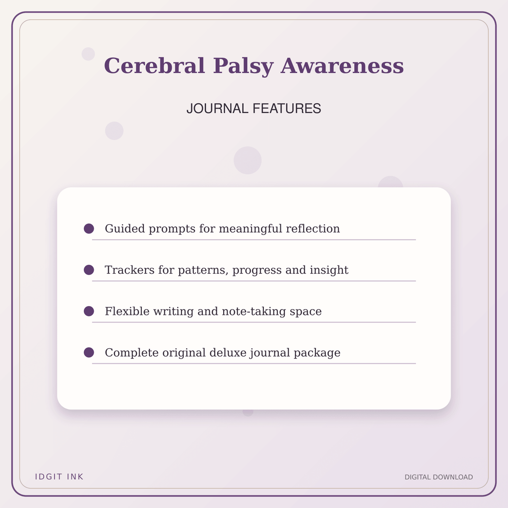 Idgit Ink Cerebral Palsy Awareness deluxe journal and planner bundle — journal prompts and reflection features