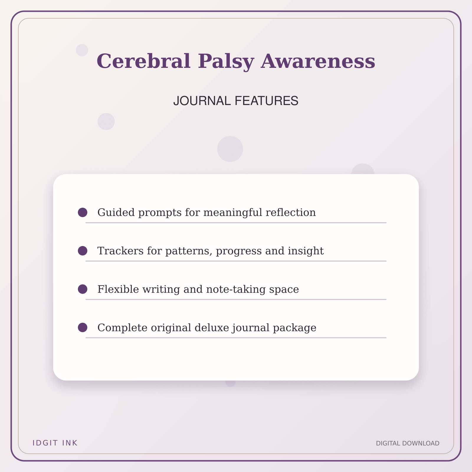 Idgit Ink Cerebral Palsy Awareness deluxe journal and planner bundle — journal prompts and reflection features