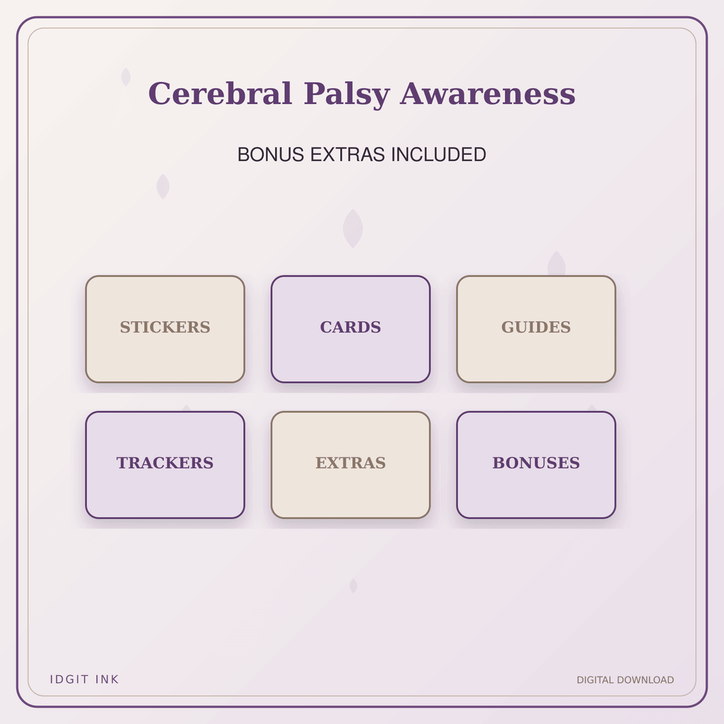 Idgit Ink Cerebral Palsy Awareness deluxe journal and planner bundle — included digital stickers and cards