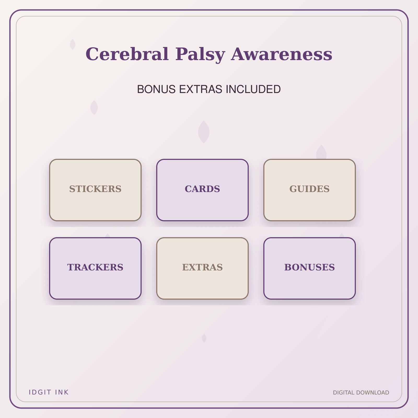 Idgit Ink Cerebral Palsy Awareness deluxe journal and planner bundle — included digital stickers and cards