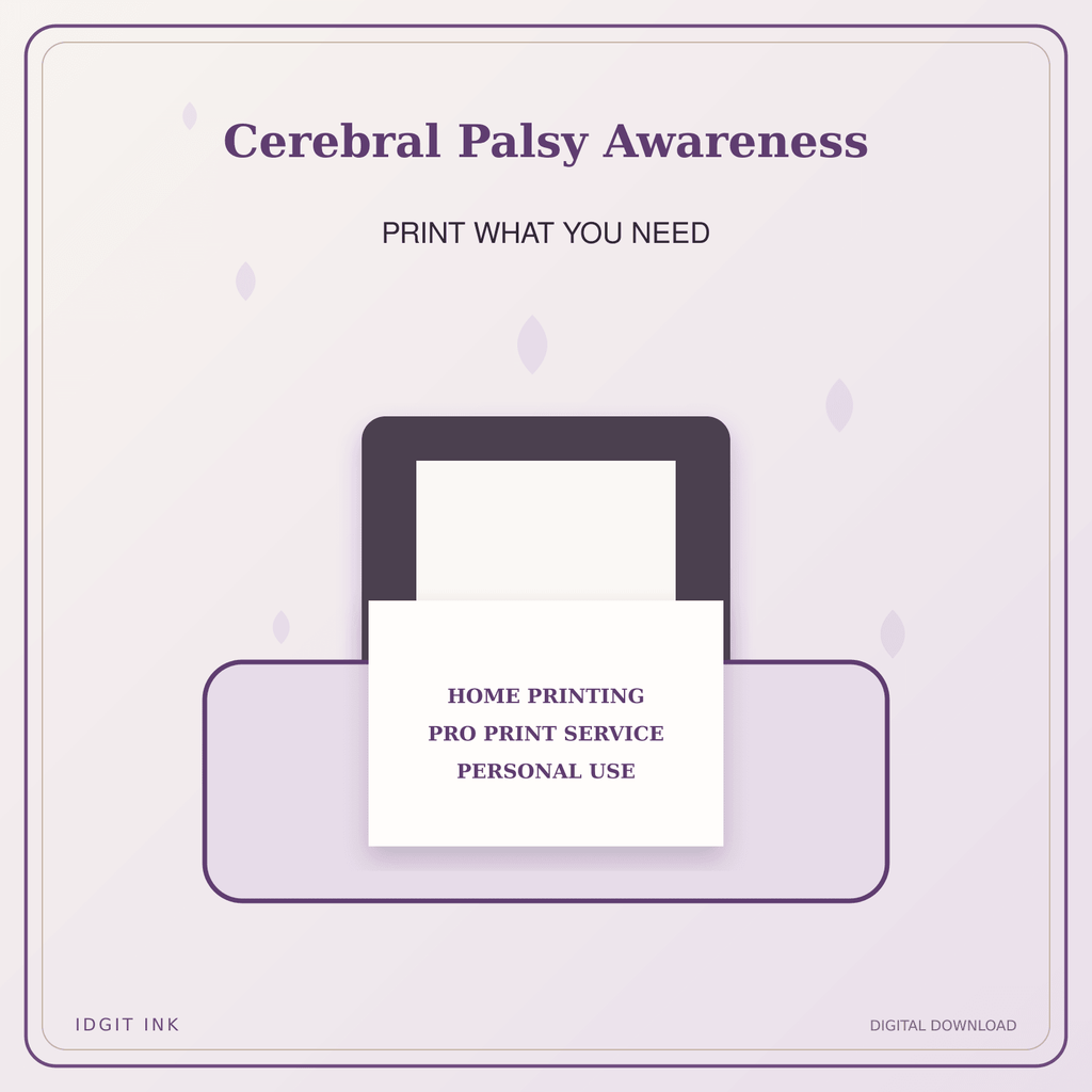 Idgit Ink Cerebral Palsy Awareness deluxe journal and planner bundle — home and professional printing information
