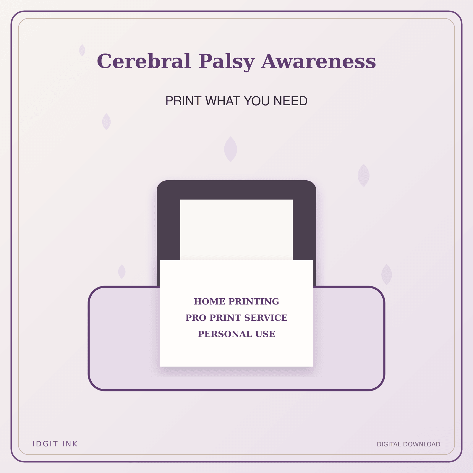 Idgit Ink Cerebral Palsy Awareness deluxe journal and planner bundle — home and professional printing information