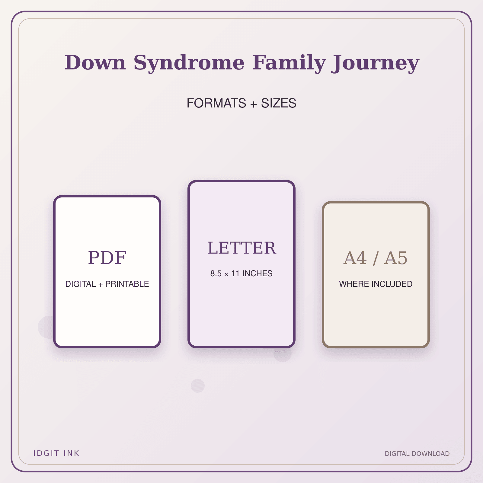 Idgit Ink Down Syndrome Family Journey deluxe journal and planner bundle — digital formats and available page sizes