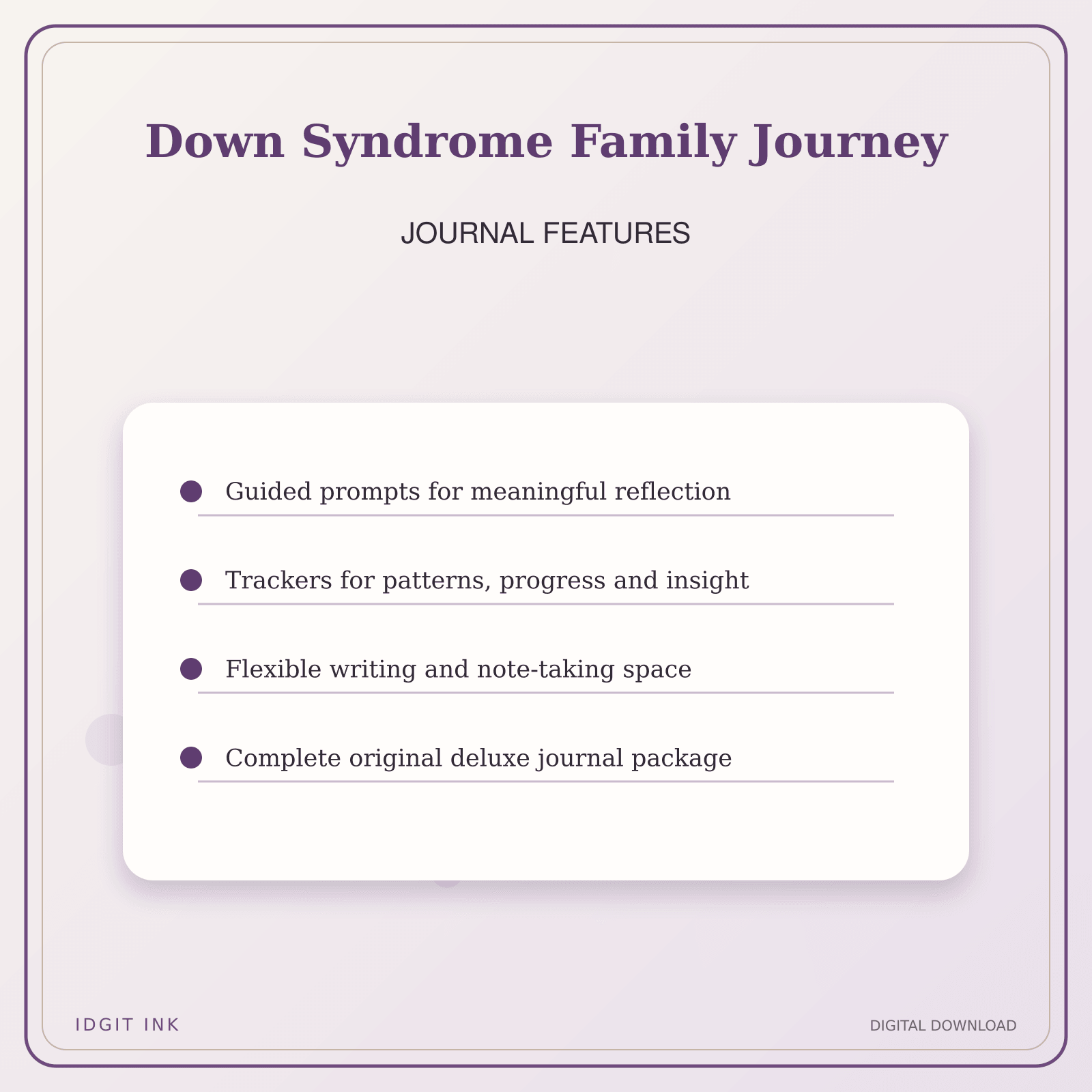 Idgit Ink Down Syndrome Family Journey deluxe journal and planner bundle — journal prompts and reflection features