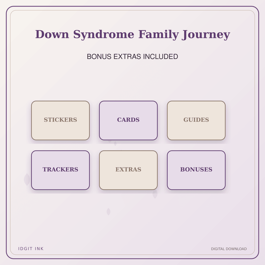 Idgit Ink Down Syndrome Family Journey deluxe journal and planner bundle — included digital stickers and cards
