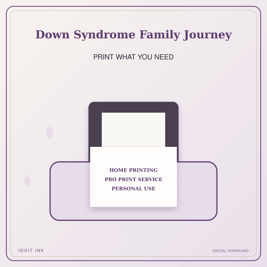 Idgit Ink Down Syndrome Family Journey deluxe journal and planner bundle — home and professional printing information