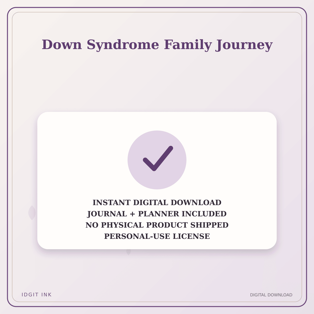 Idgit Ink Down Syndrome Family Journey deluxe journal and planner bundle — instant download and no physical product notice