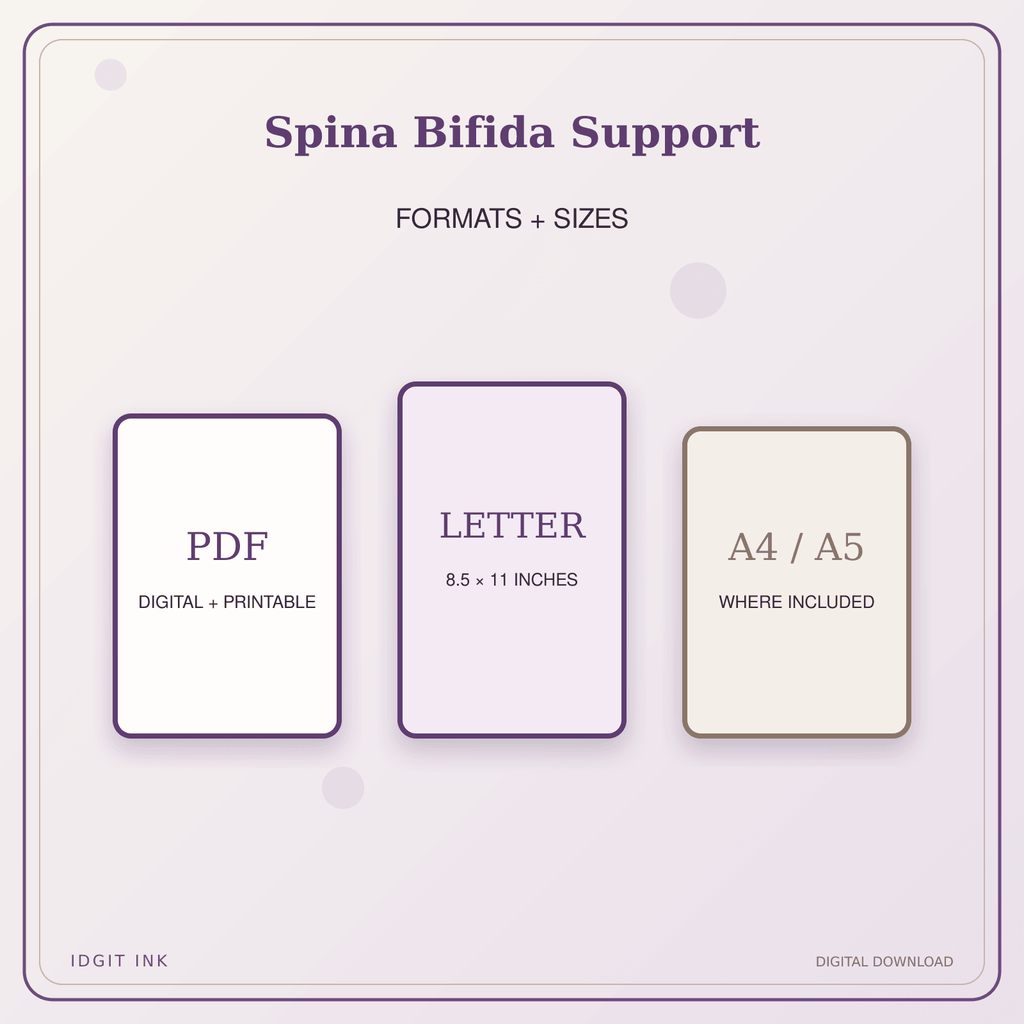 Idgit Ink Spina Bifida Support deluxe journal and planner bundle — digital formats and available page sizes