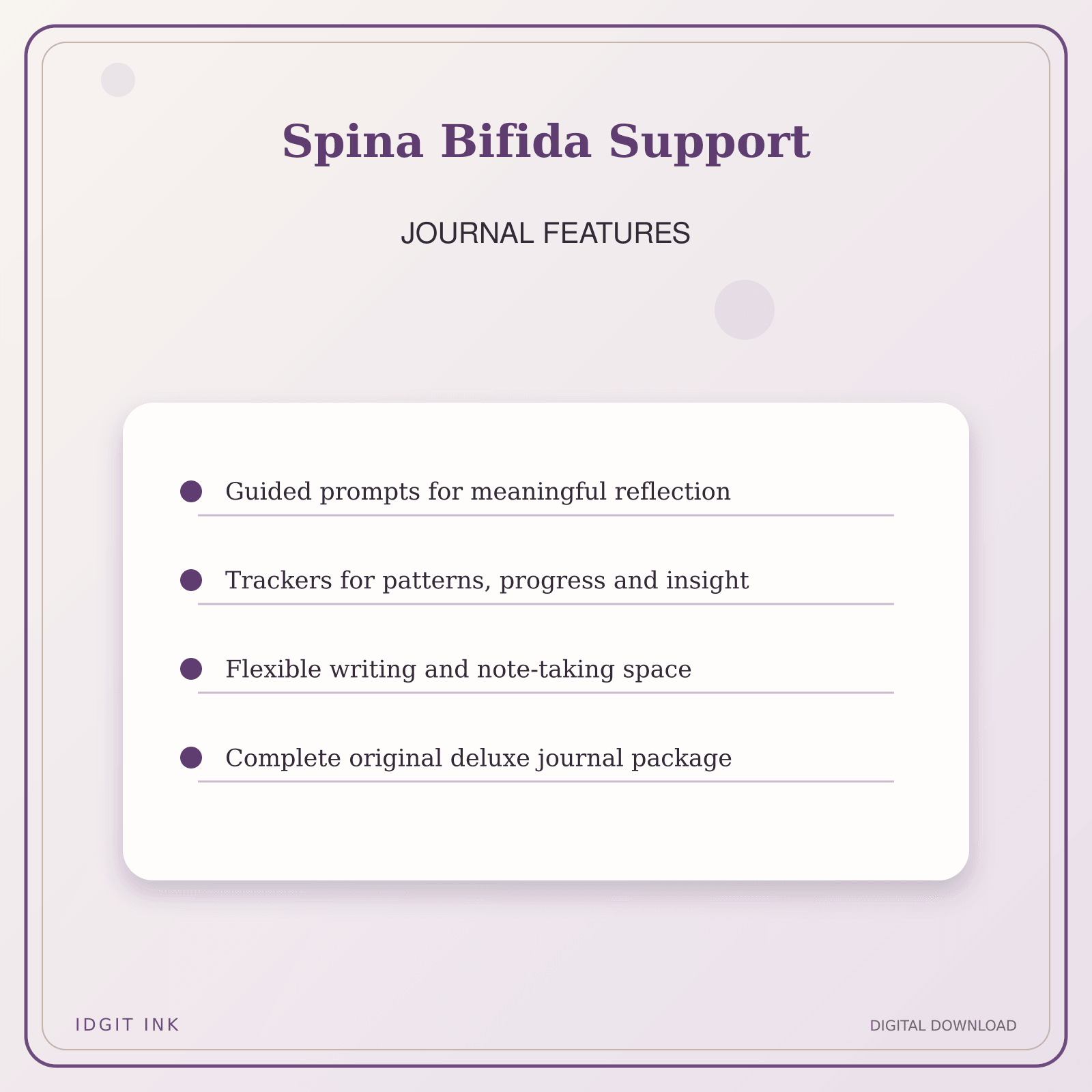 Idgit Ink Spina Bifida Support deluxe journal and planner bundle — journal prompts and reflection features