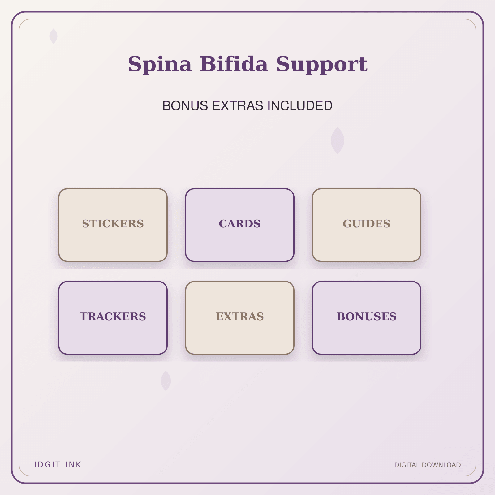 Idgit Ink Spina Bifida Support deluxe journal and planner bundle — included digital stickers and cards
