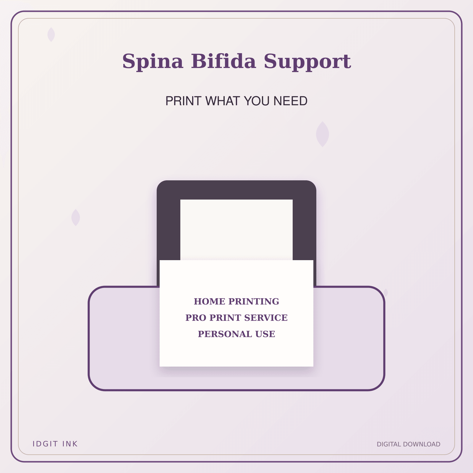 Idgit Ink Spina Bifida Support deluxe journal and planner bundle — home and professional printing information