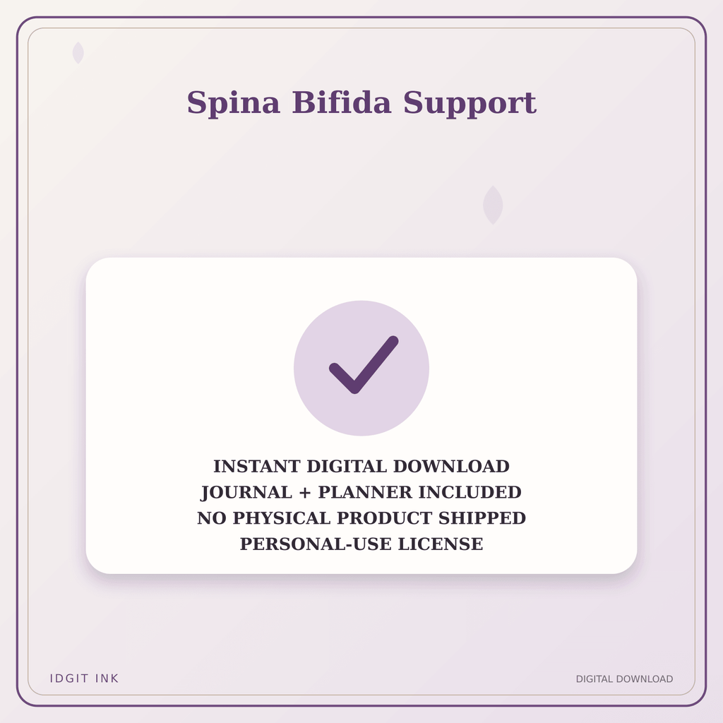 Idgit Ink Spina Bifida Support deluxe journal and planner bundle — instant download and no physical product notice