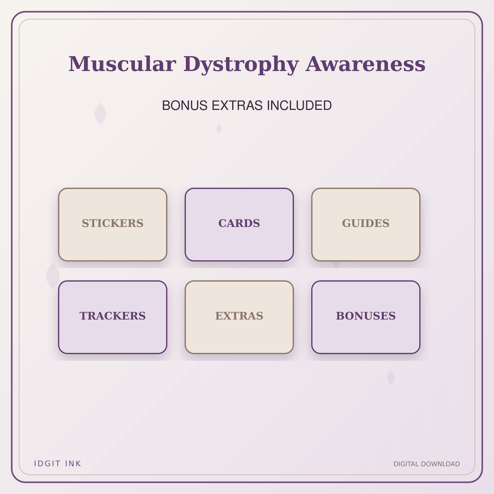 Idgit Ink Muscular Dystrophy Awareness deluxe journal and planner bundle — included digital stickers and cards
