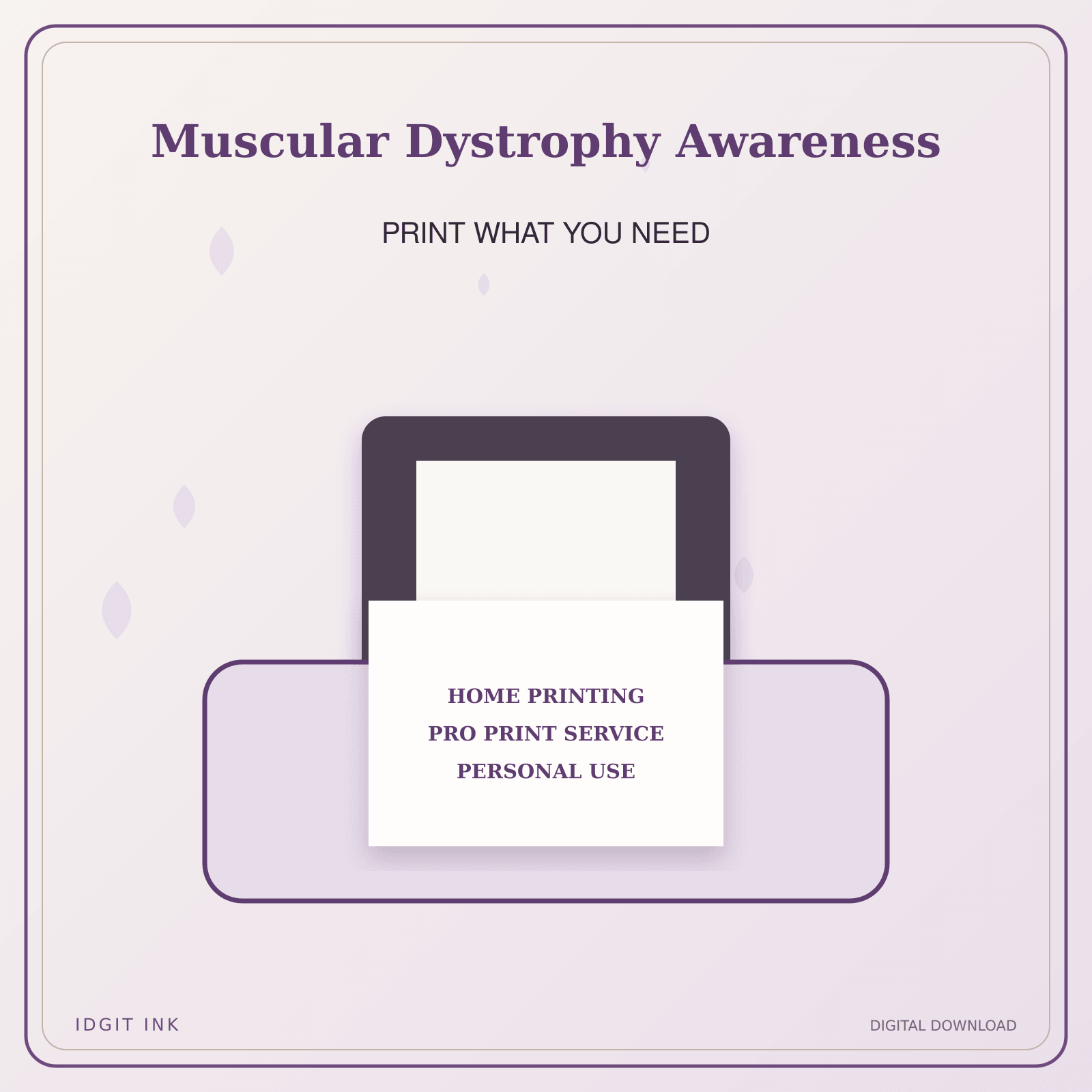 Idgit Ink Muscular Dystrophy Awareness deluxe journal and planner bundle — home and professional printing information
