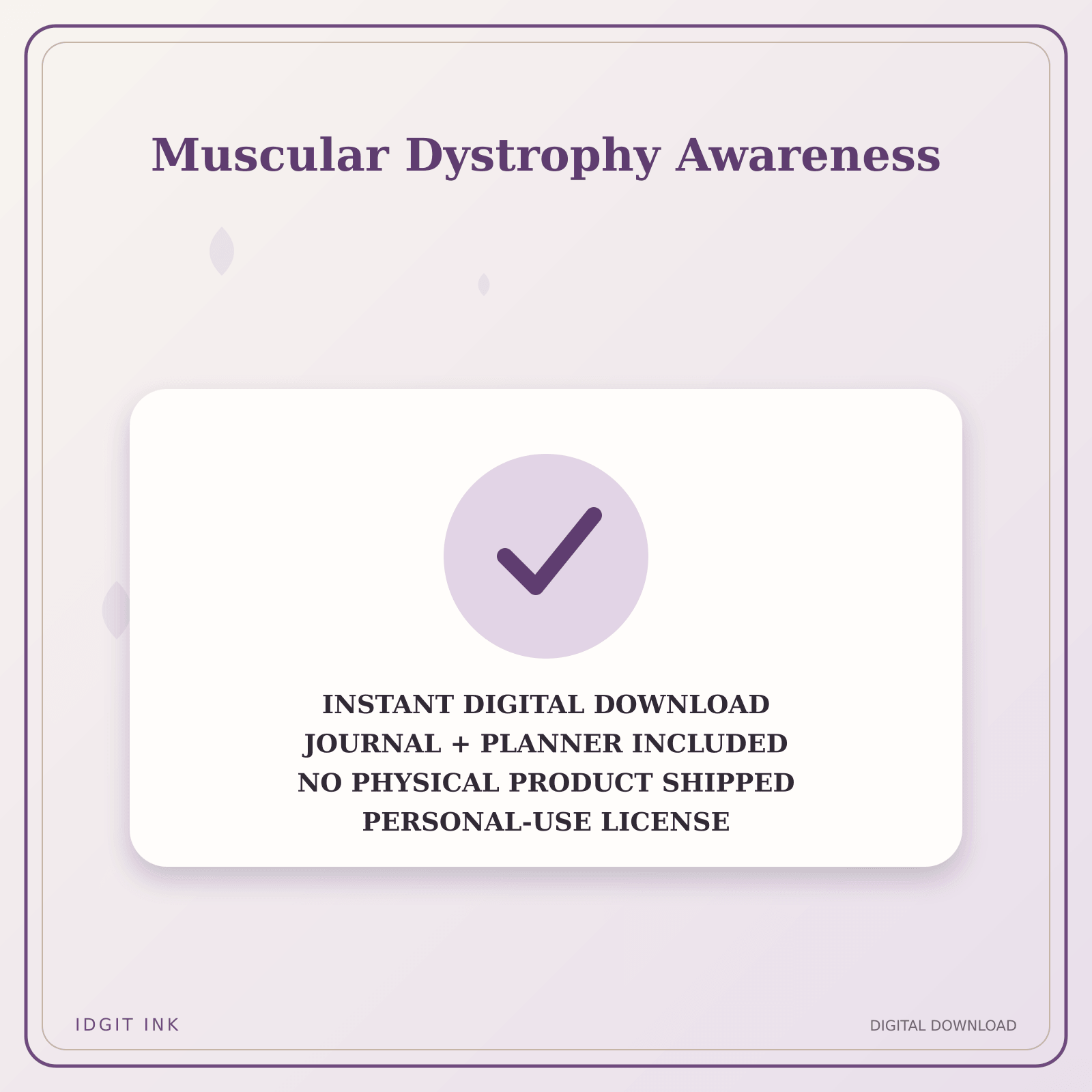 Idgit Ink Muscular Dystrophy Awareness deluxe journal and planner bundle — instant download and no physical product notice
