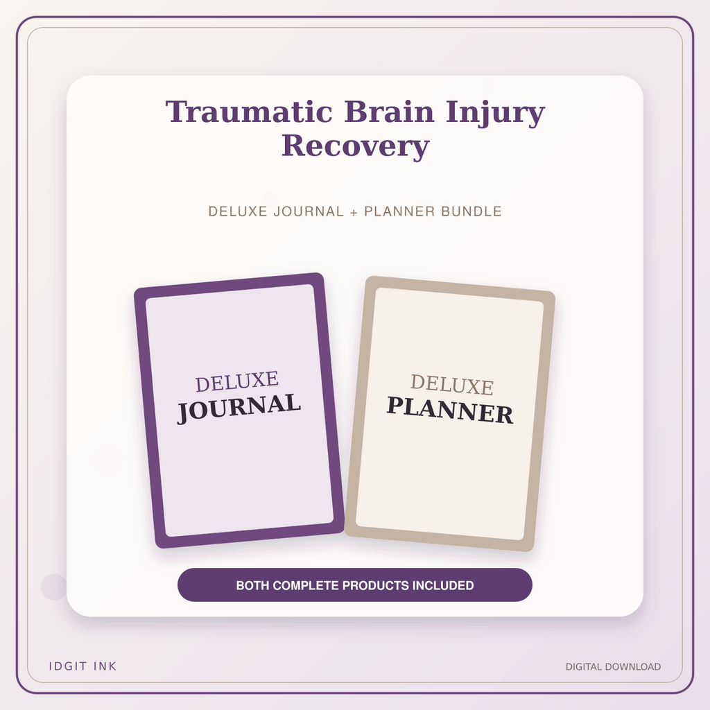 Idgit Ink Traumatic Brain Injury Recovery deluxe journal and planner bundle — primary bundle cover showing both deluxe products