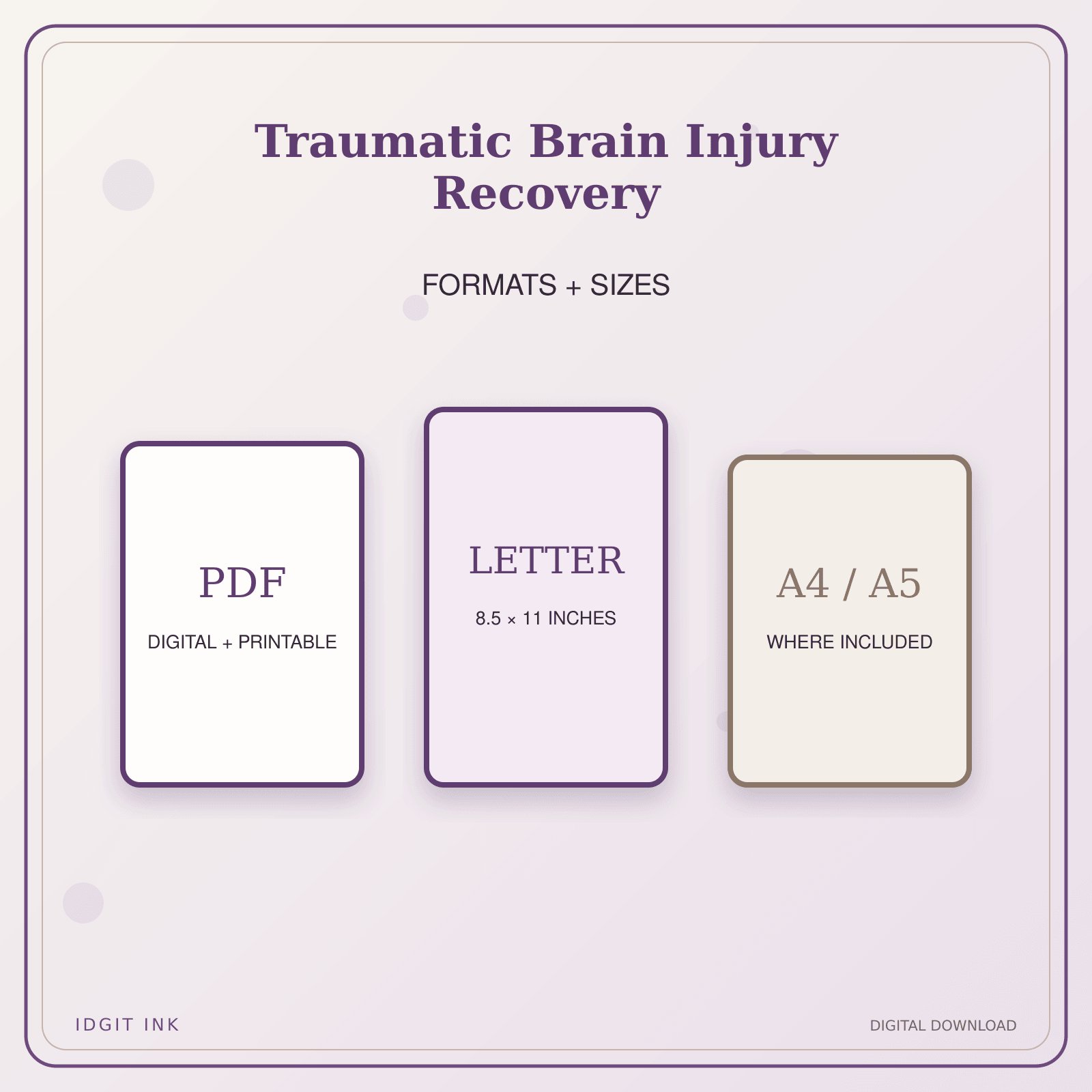Idgit Ink Traumatic Brain Injury Recovery deluxe journal and planner bundle — digital formats and available page sizes